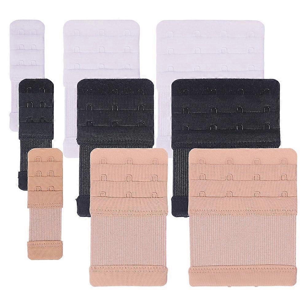 3 Sets 3 Styles Nylon Women's Underwear Bra Extenders Buckle Mixed Color 95~105x28~76x5mm 1 set/style