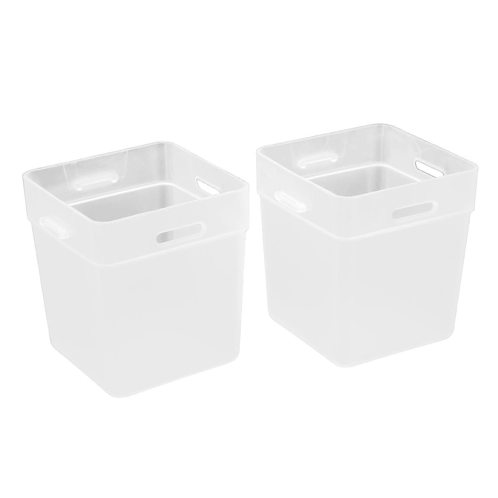 Desktop Storage Box: Frosted White, Stackable and Stitchable for Small Items Organization, 2pcs