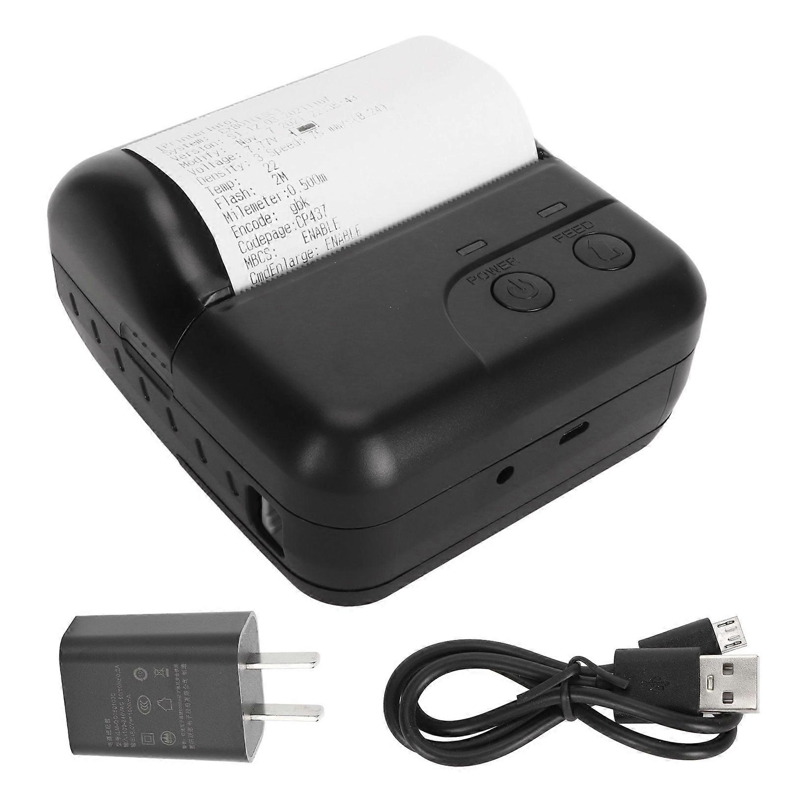 80mm Mini Thermal POS Printer Handheld Bluetooth Receipt Printer Pocket Printer for Cab Order Office US Plug 100240V