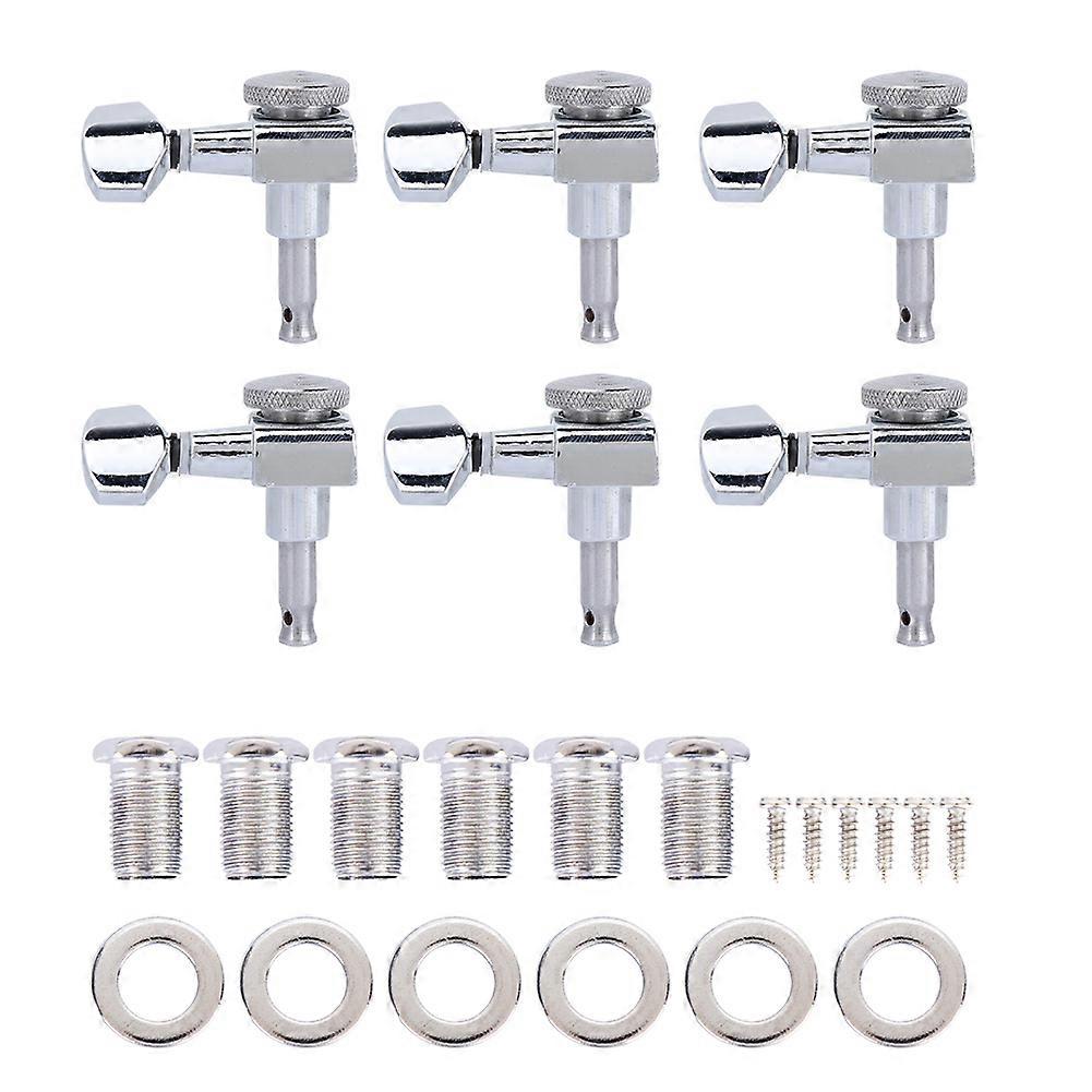 Guitar Tuning Key Pegs String Tuned Machine Head Full Sealed Locking Tuner (Silver)