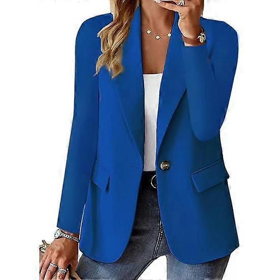 Yousheng Women Blazer Slim Fit Long Sleeves Commuter Suit Coat Solid Color Single-Button Blazer for Office Daily Wear Evening Party