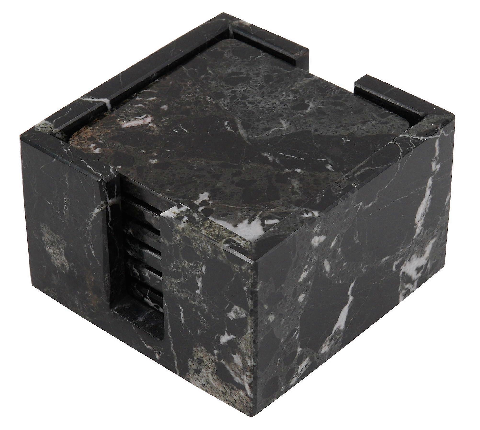 Handmade marble coaster set with storage rack