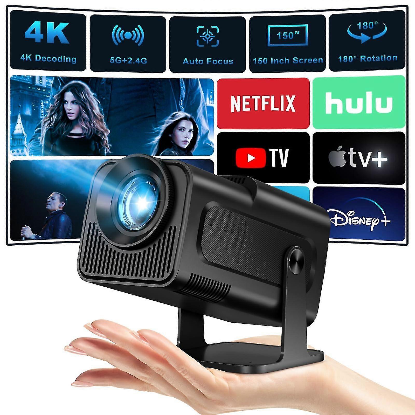 Mini Projector Full HD 4K, Supports WiFi 6, BT5.0, 150 Inch, 360 Degree Flip Smart Projector, LED Projector, 180 Rotatable -GSL