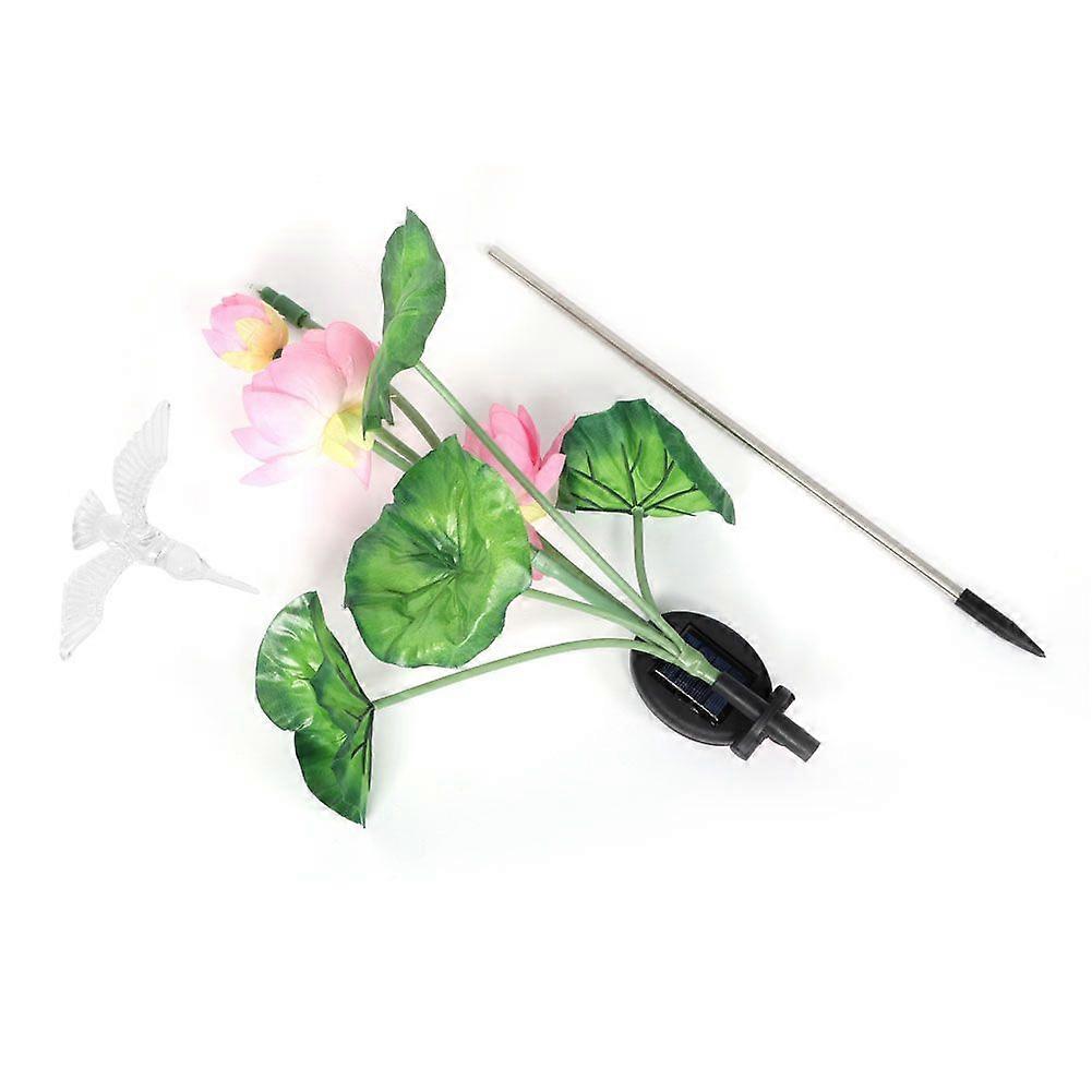 Solar Powered Light Control Lotus Style Colorful LED Lawn Lamp for Garden Courtyard Hummingbird