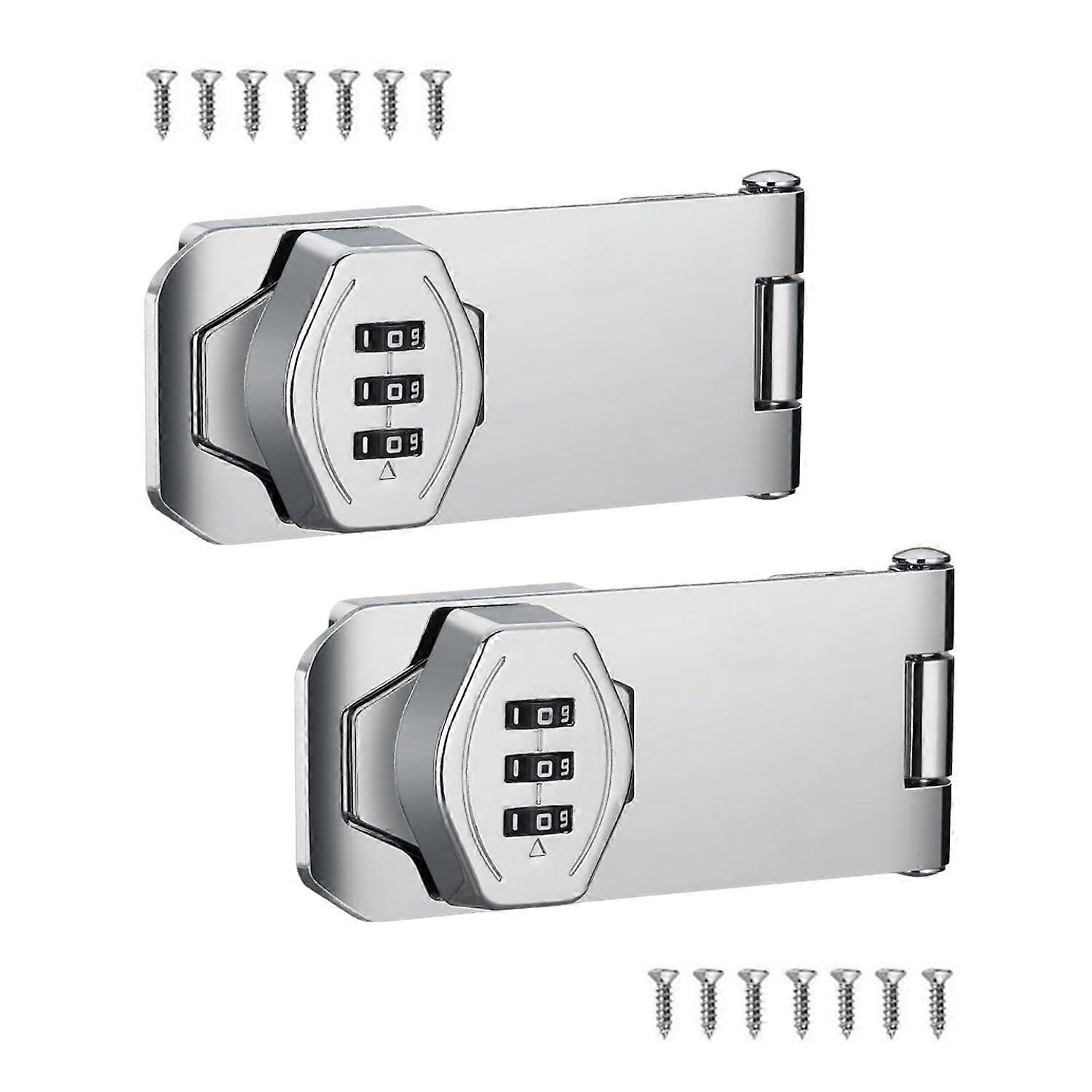 2 Pack Keyless Slide Latch Lock for Cabinets and Garage Doors, Heavy-Duty Metal, Secure and Durable, Black Finish