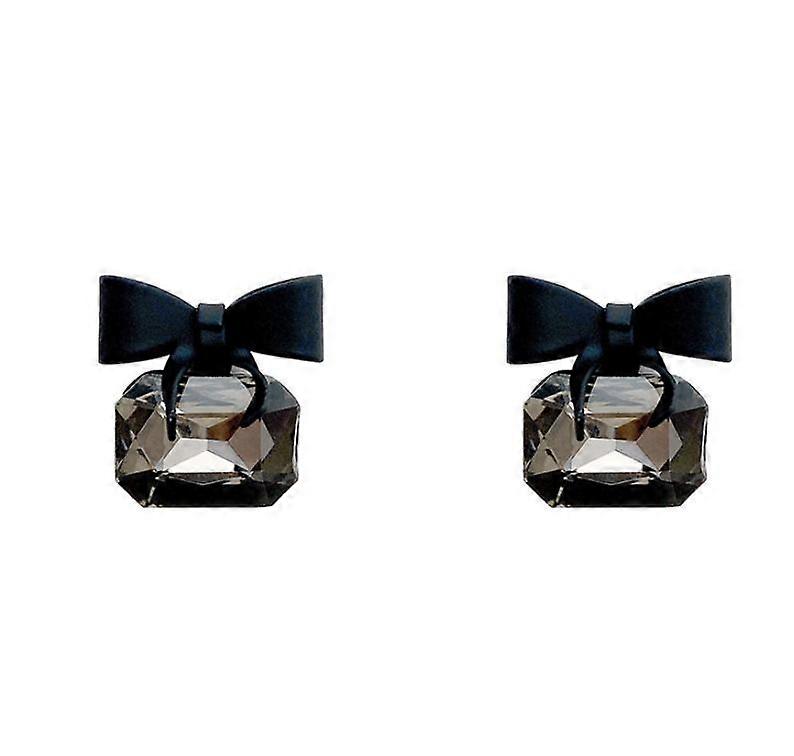 (Gull)Svart Bow Cube Krystall Øredobber