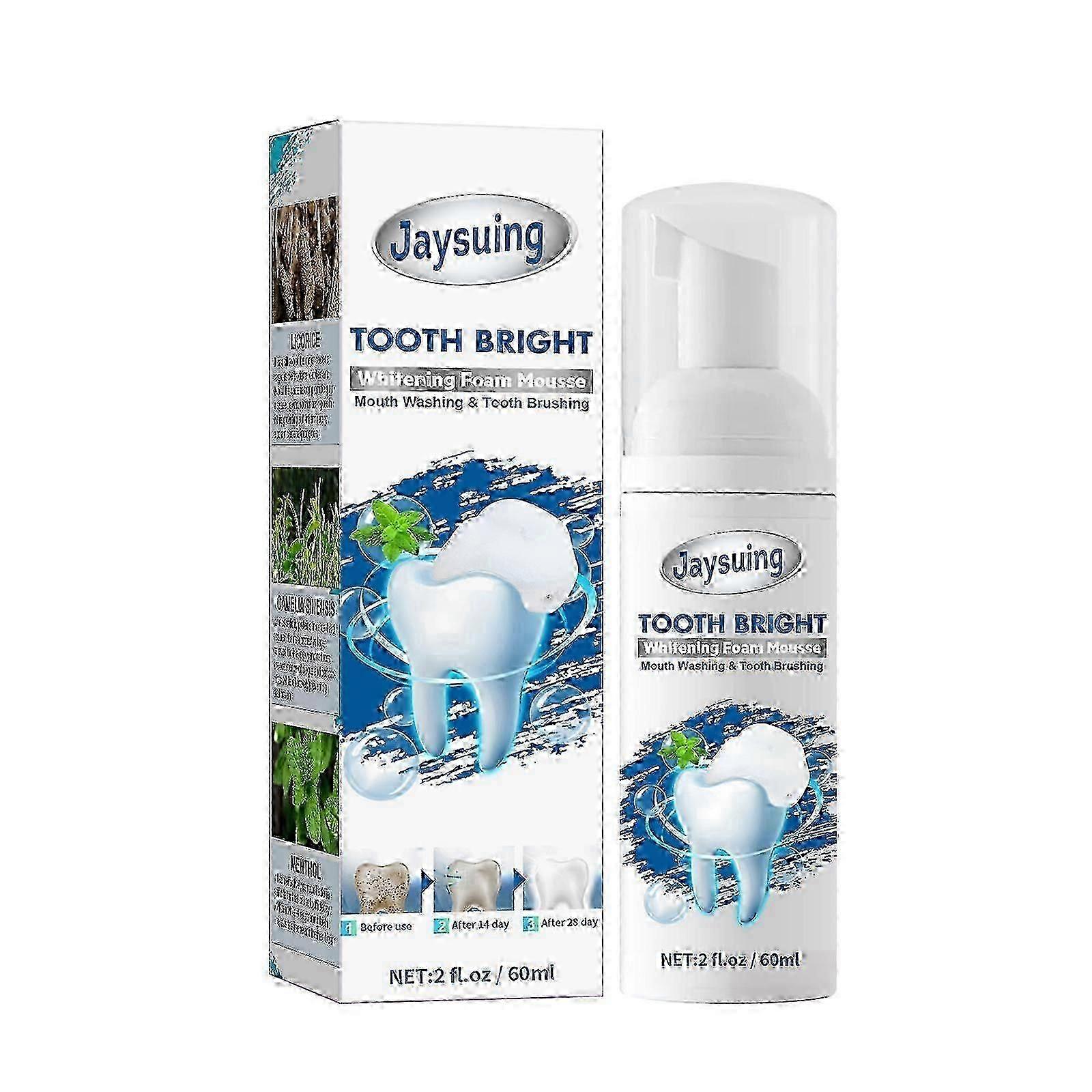 Jaysuing Tooth Cleaning Foam Mousse Toothpaste Press Type Baking Soda Toothpaste Bright White Stain-Removing Toothpaste - 60Ml