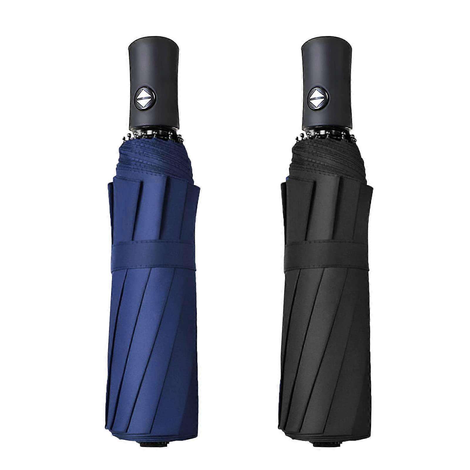 2-Pack Travel Umbrellas Windproof Auto-Open Compact Design Lightweight Durable Waterproof Folding Umbrella Set