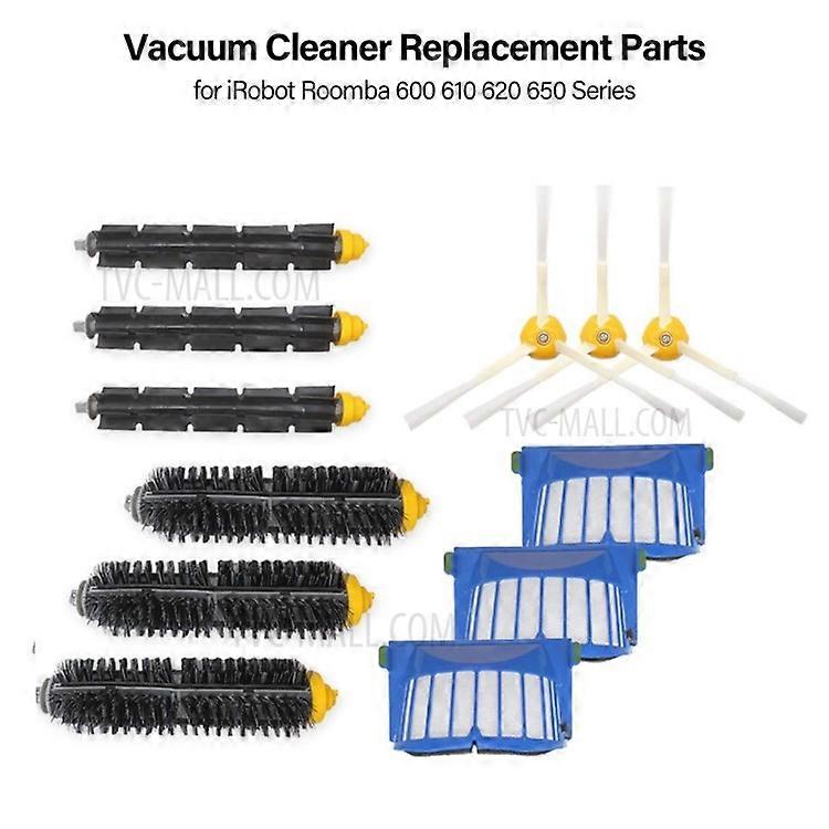 Vacuum Cleaner Replacement Part 3 Filter 3 Side Brush 3 Bristle Brush Accessory Compatible For iRobot Roomba 600 610 620 650 Serie