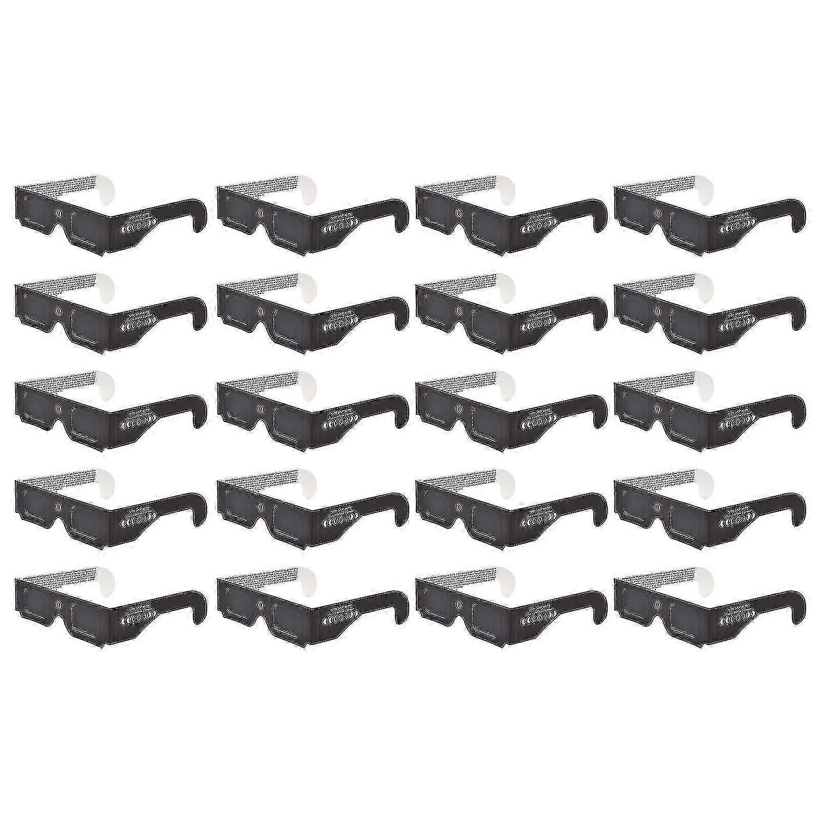 20pcs Solar Eclipse Glasses Filter Harmful Light Eyes Protection Paper Frame Glasses For Solar Eclipse Viewing Iso 12312-2 Certified For Direct Sun