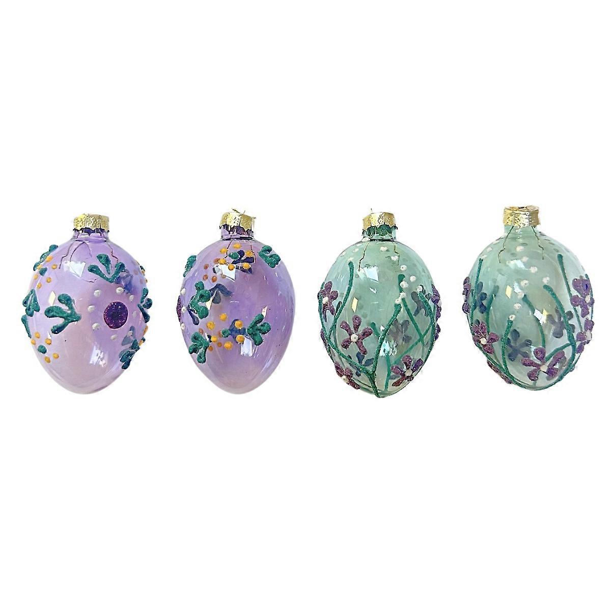 Heaven Sends Set of 4 Multicoloured Glass Easter Egg Baubles