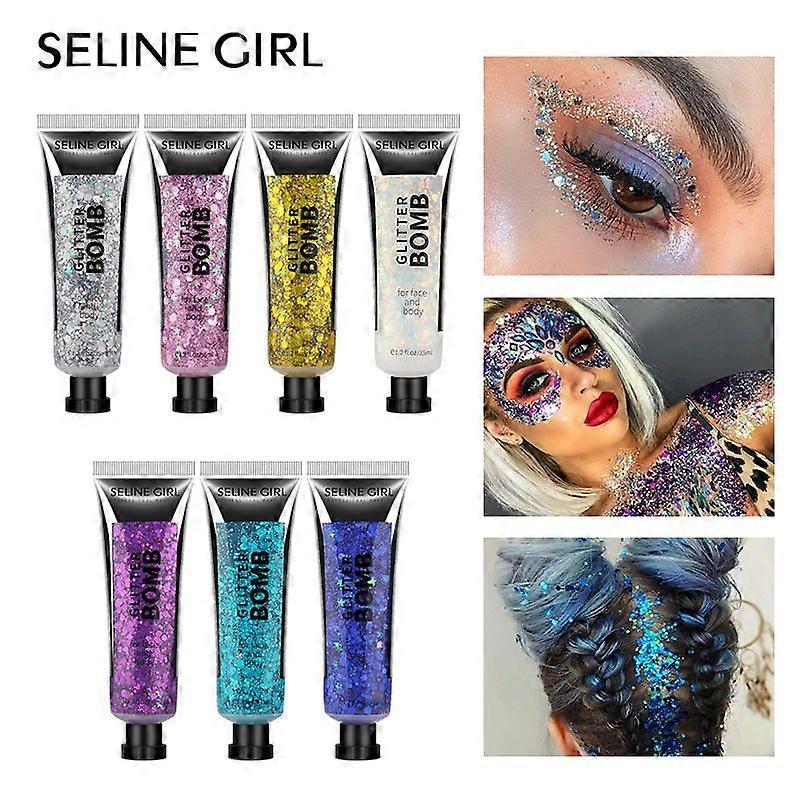 7pcs/3pcs Body Glitter Stick, Waterproof Mermaid Face Glitter Gel Chunky Glitter for Face/Body/Hair, Sparkling Makeup Body Glitter for Women Girls