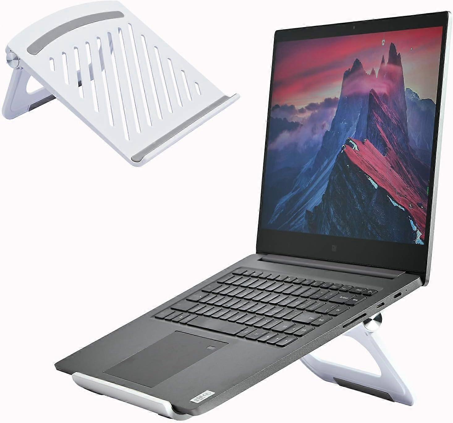 Laptop Stand, Built-in Foldable Stand, Adjustable Height Levels Laptop Stand for Office, Ergonomic Air Ventilation Laptop Stand