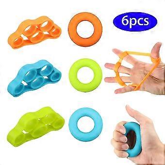 6/3pcs Finger Stretcher Hand Resistance Bands Hand Extensor Exerciser Finger Grip Strengthener Strength Trainer Gripper Set For Arthritis Carpal