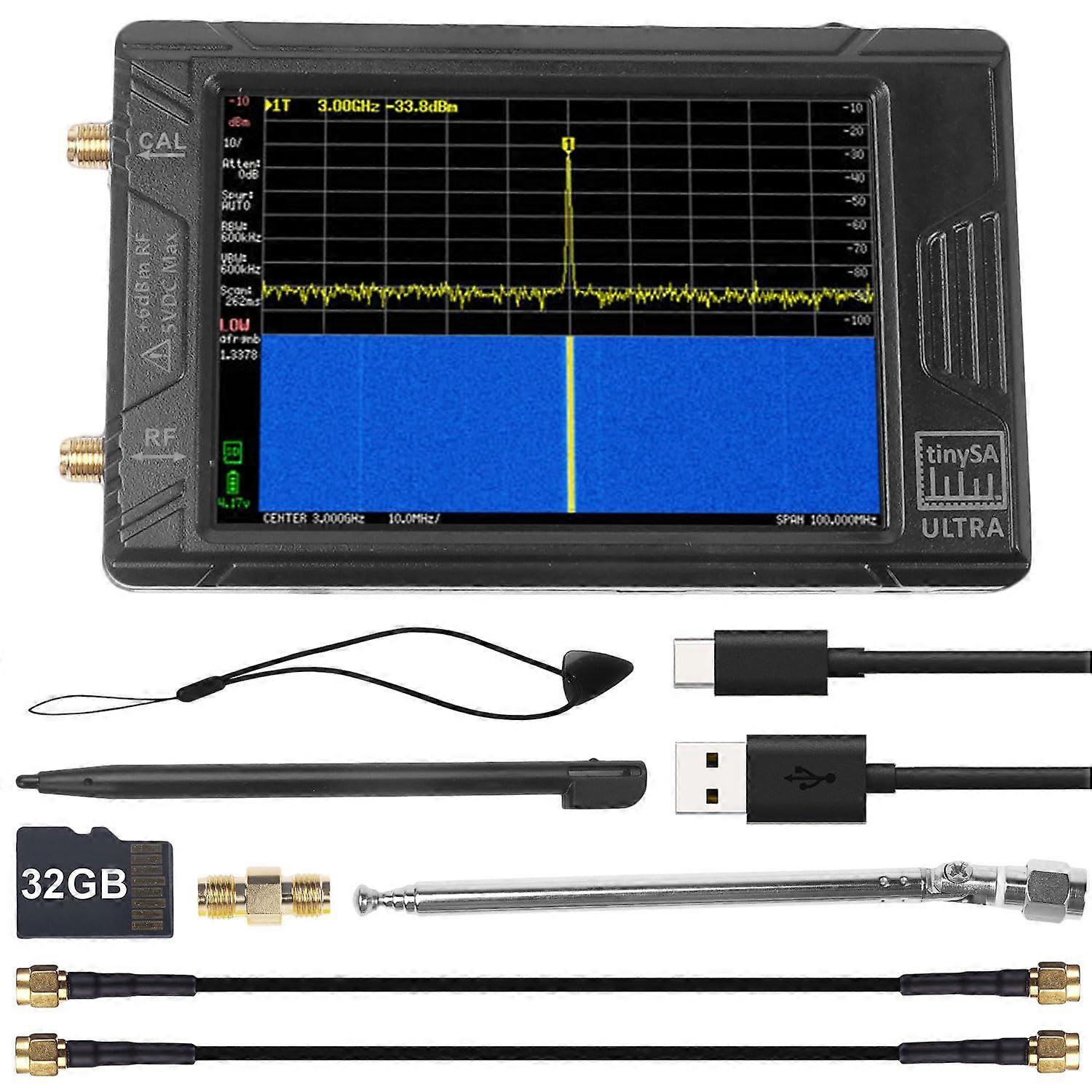 4.0 Inch Tiny- SA Ultra Spectrum Analyzer, Upgraded Handheld Tiny Frequency Analyzer 2-in-1, 100kHz to 5.3GHz, with 32GB Card