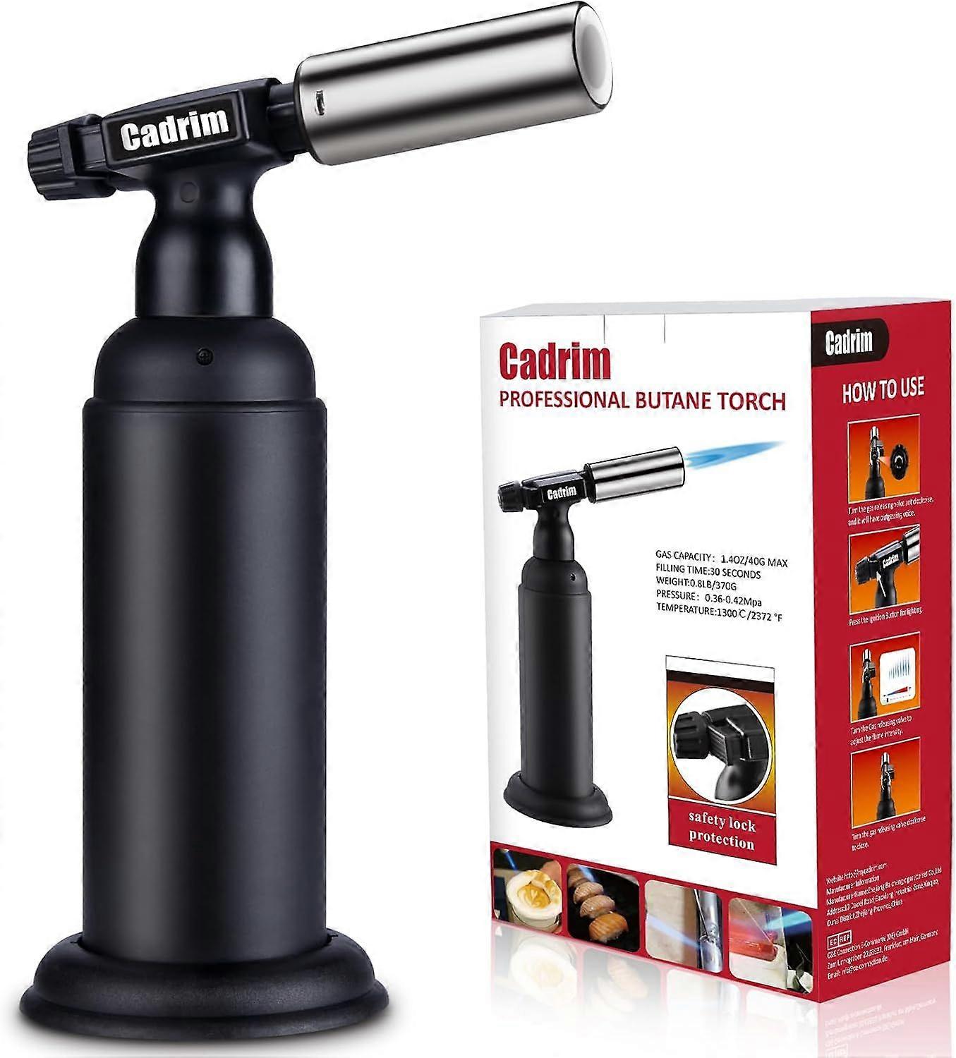 Cadrim Butane Torch, Refillable Pro Culinary Blow Torch Double Fire Cooking Torch and Small Adjustable Flame Kitchen Torch