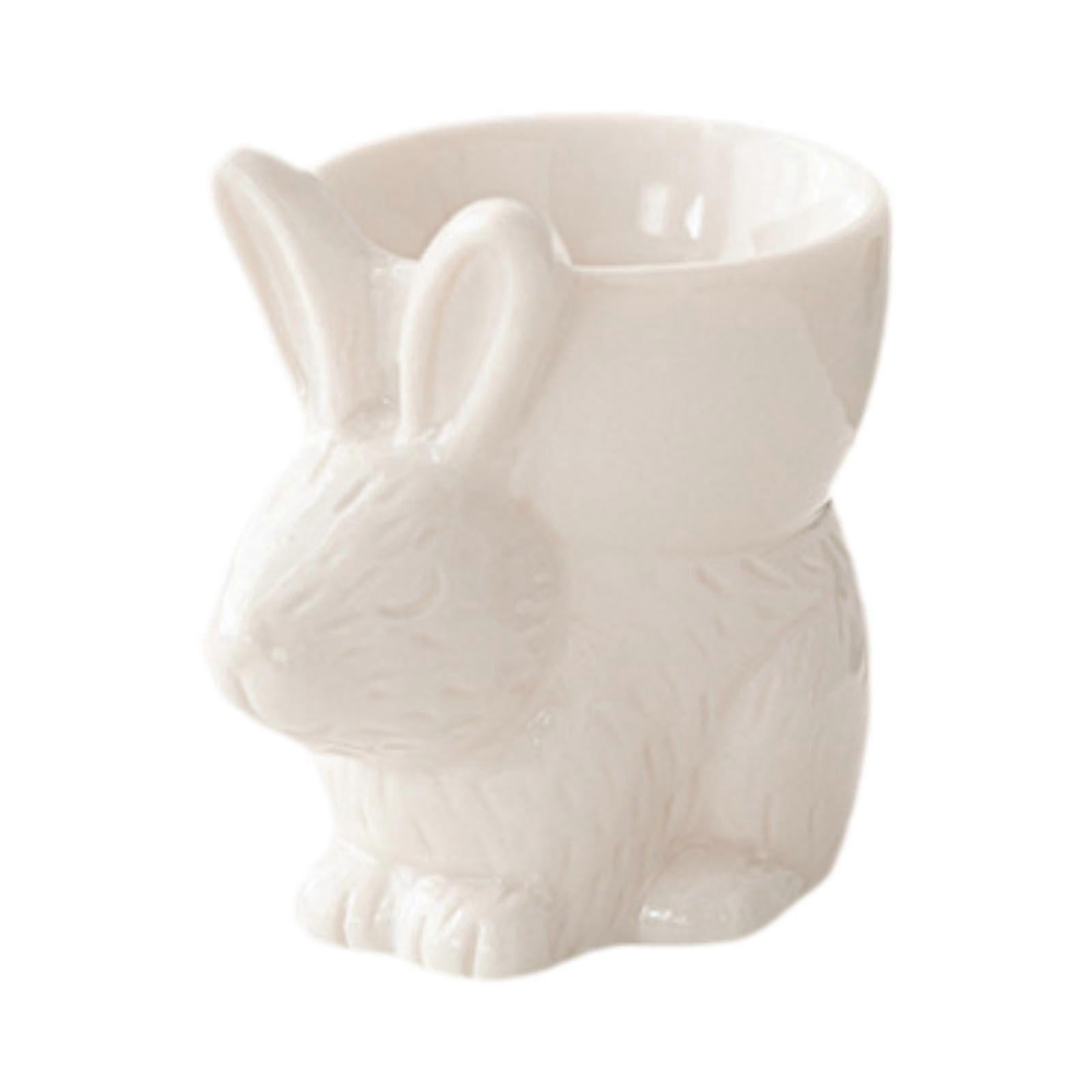 Ceramic Egg Cup Display Dinner Easter Tabletop Figurine for Hard Boiled Eggs white