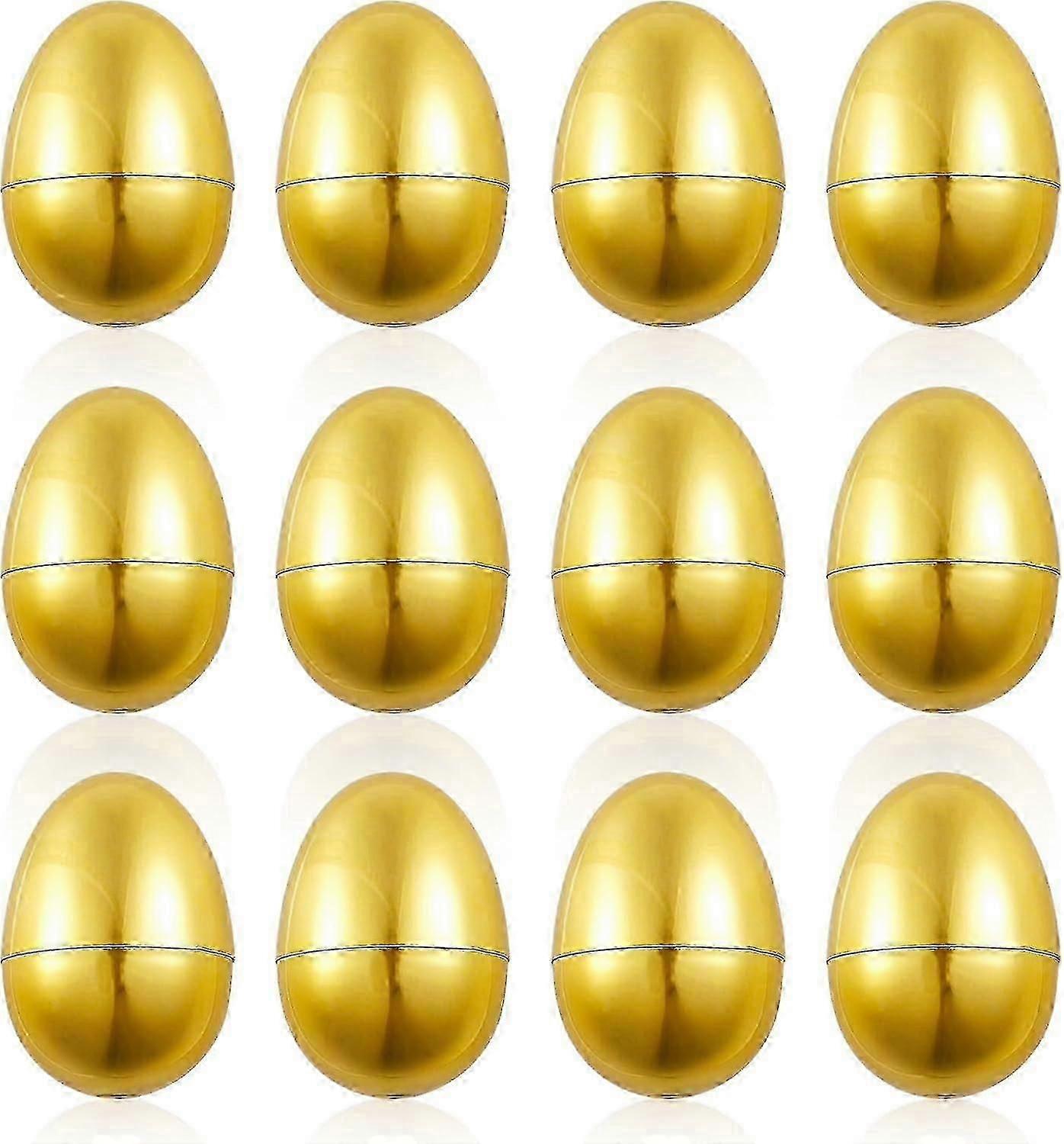 12pcs Golden Easter Eggs, Fillable Easter Eggs Plastic Easter Eggs Empty Easter