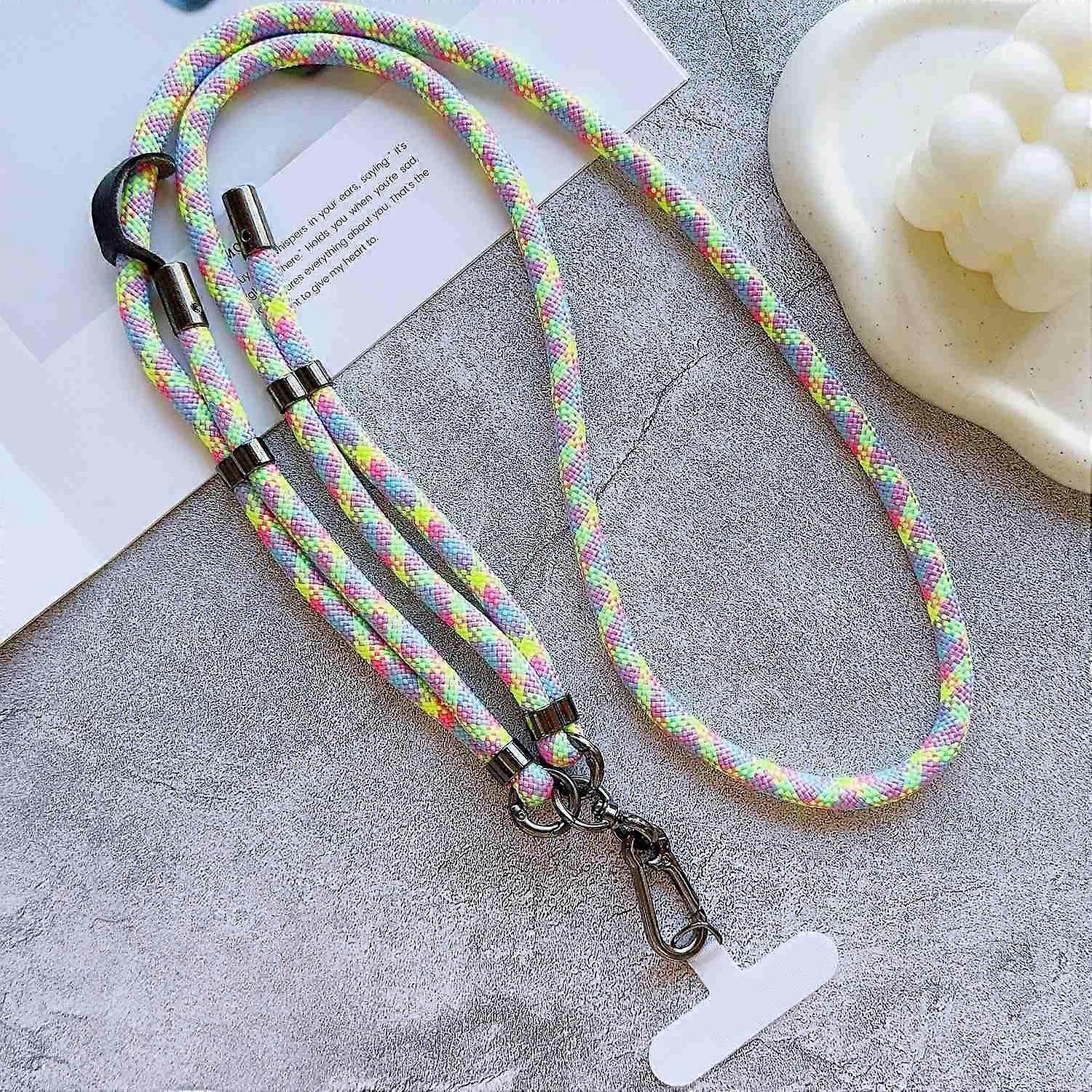 8mm Thick Adjustable Phone Lanyard Twill Pattern Neck Strap with Tether Tab,Total Length: 140cm