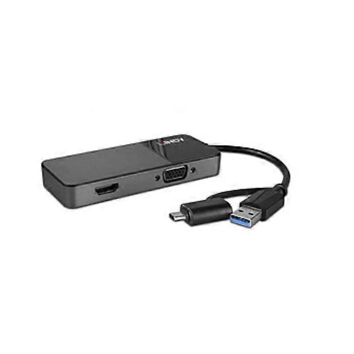 USB 3.0 Type A & C til HDMI & VGA-konverter sort
