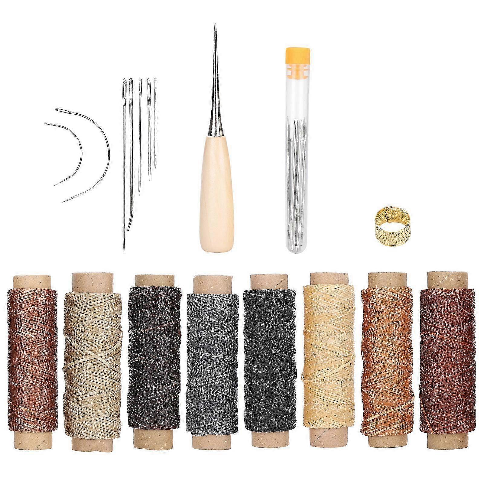 37Pcs Leather Sewing Kit Needles Thread Hand Repair Tools DIY HandMade Craft Set