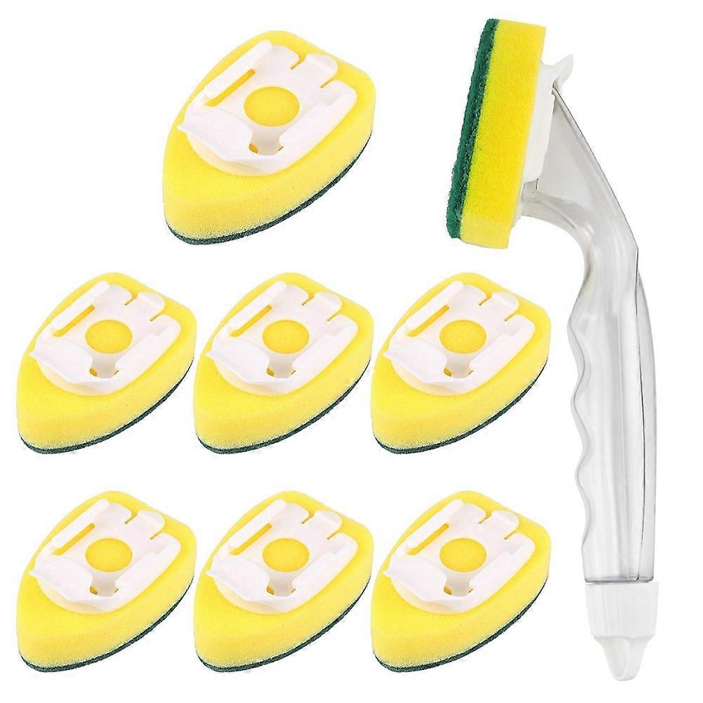 Heavy-Duty Dish-Washing Stick Sponge, Dish-Washing Sponge with Handle, Non-Scratching and Reusable D