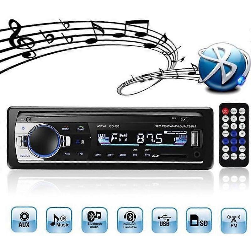 Car Radio Bluetooth 4x60W Car Stereo Video FM Radio MP3 Player USB-SD-AUX Hands-free with Remote Control