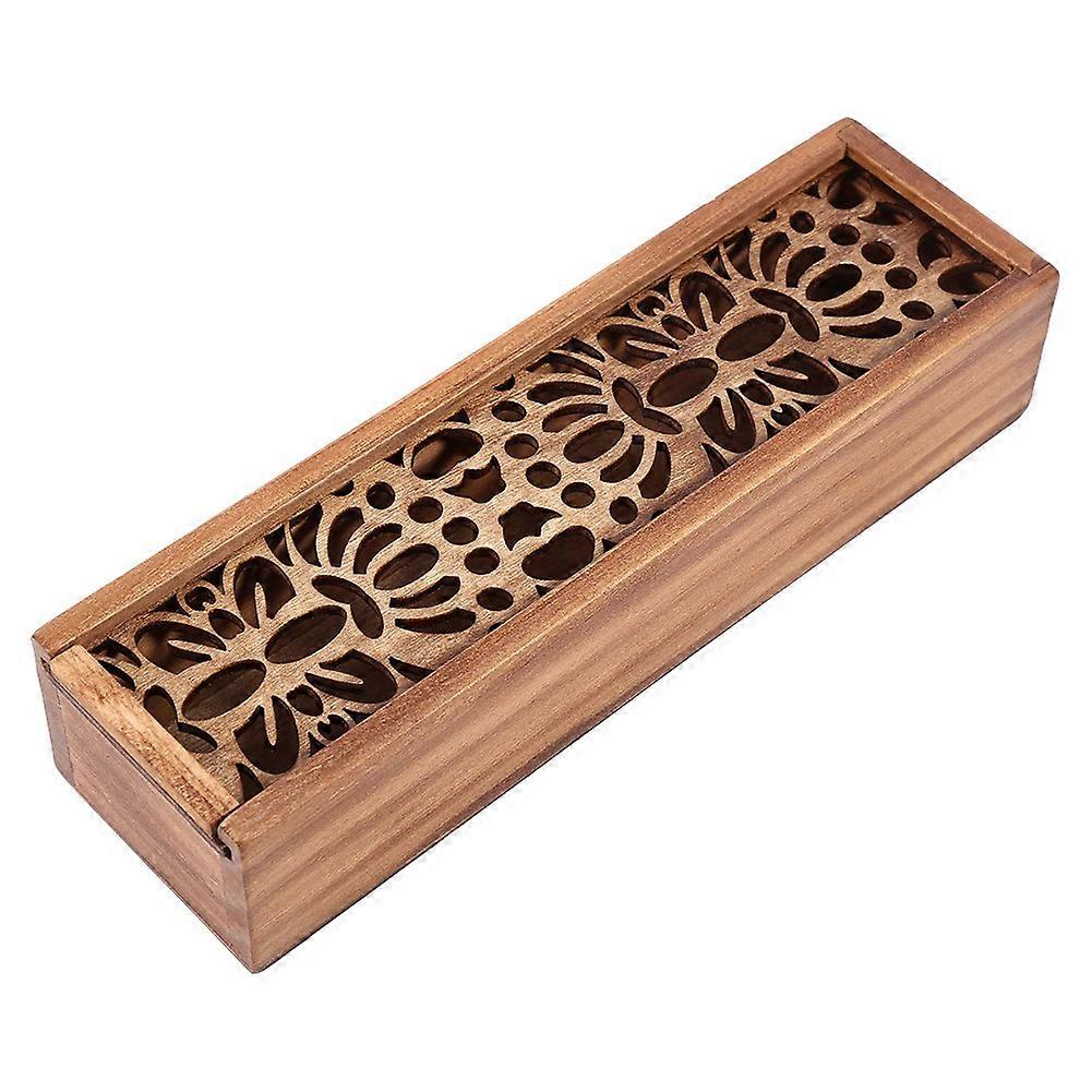 Wooden Pencil Case Box Desktop Stationery Storage Organiser School (#3 Symmetric Texture Type)