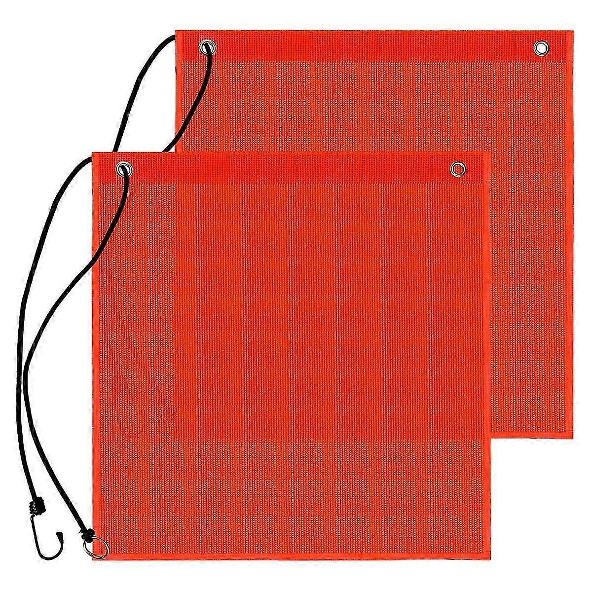 Drapeau de sécurité pour camions Drapeau d’avertissement en maille enduite de vinyle Drapeau 18x18 pouces avec renforcé, œillets pour remorque de jetski 2 Pack