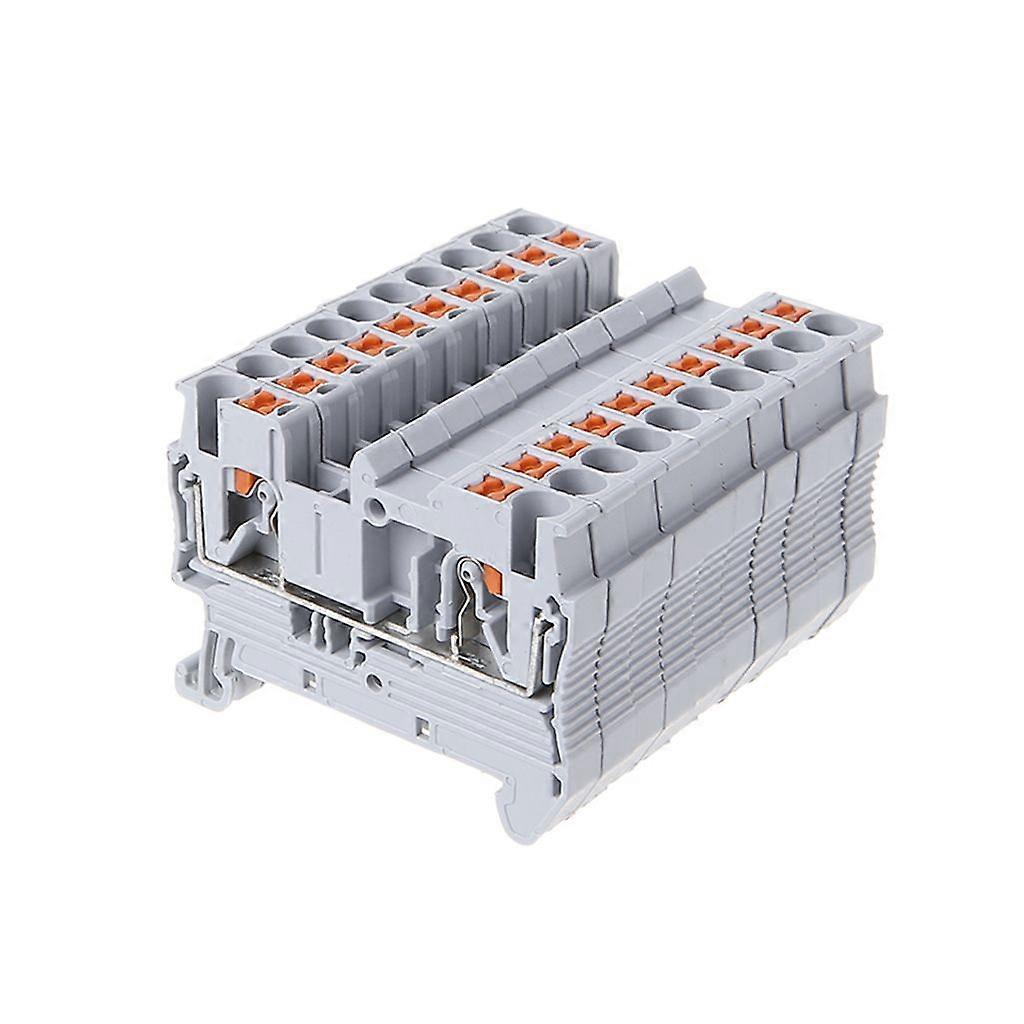 10pcs/set PT 2.5 Push-In Din Rail Mounted Terminal Blocks Spring Screwless Feed