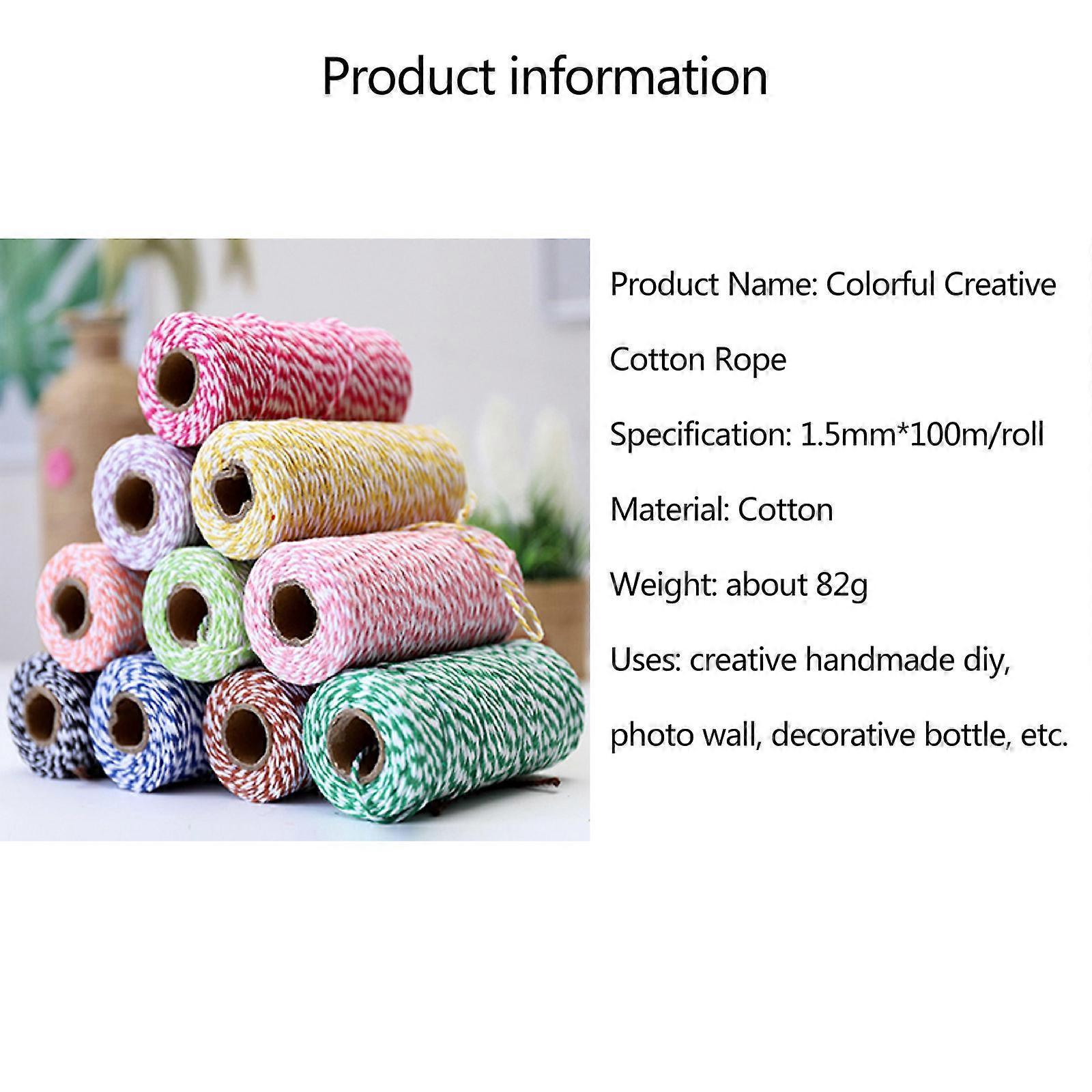 109 Yards Natural Cotton Twine Rope Craft String Knitting String Macrame Cord Handmade Crafts Gift Wrapping Thread Cord  Yellow