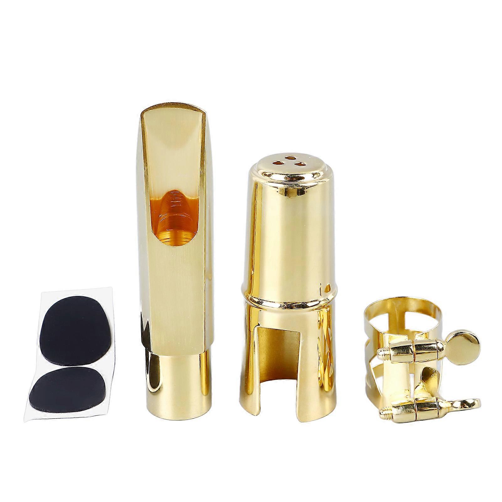 Multifunctional Alto Saxophone Mouthpiece Gold Metal Alto Saxophone Mouthpiece Kit for Practice 7C
