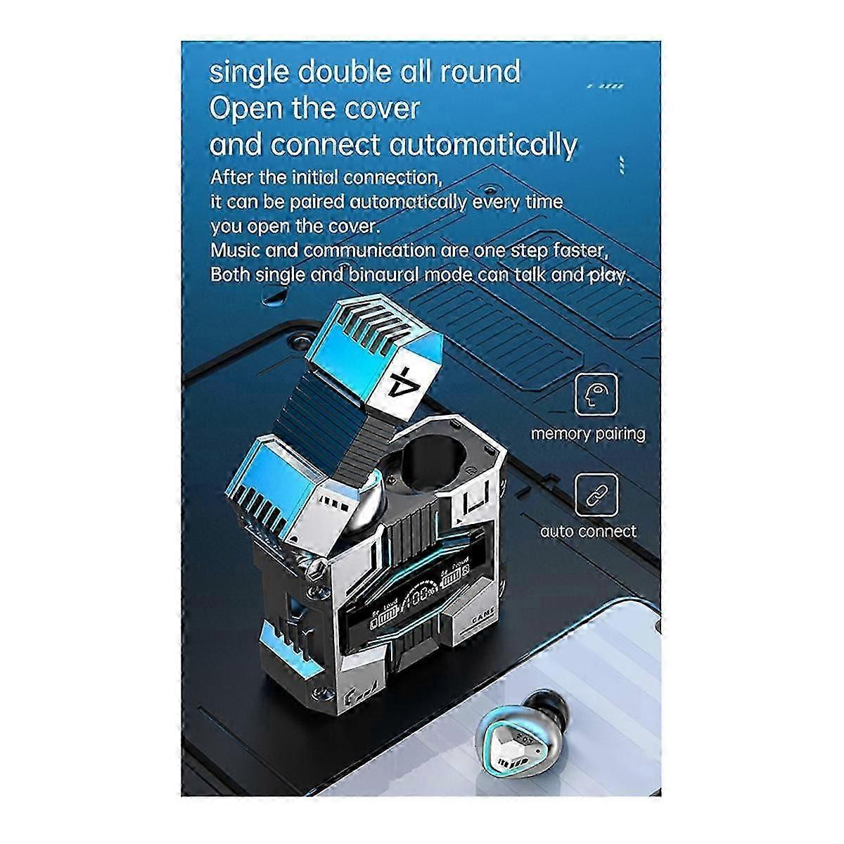 M45 Mecha Gaming Wireless Bluetooth Headset TWS 5.3 Headset Touch Digital Display Noise Reduction S