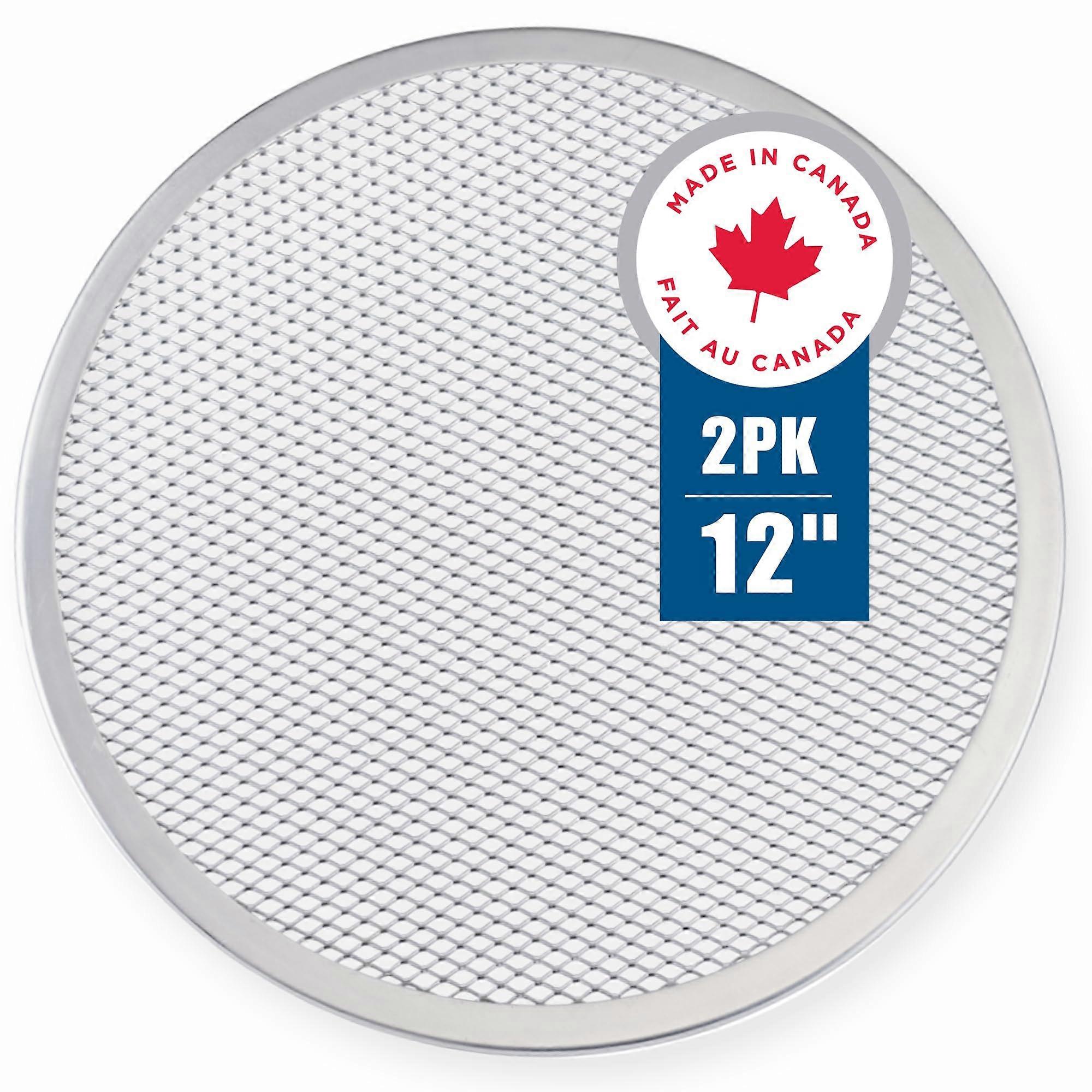 2 Pack Round Aluminum Mesh Pizza Screen Baking Trays for Crispy Crusts 12 Inch