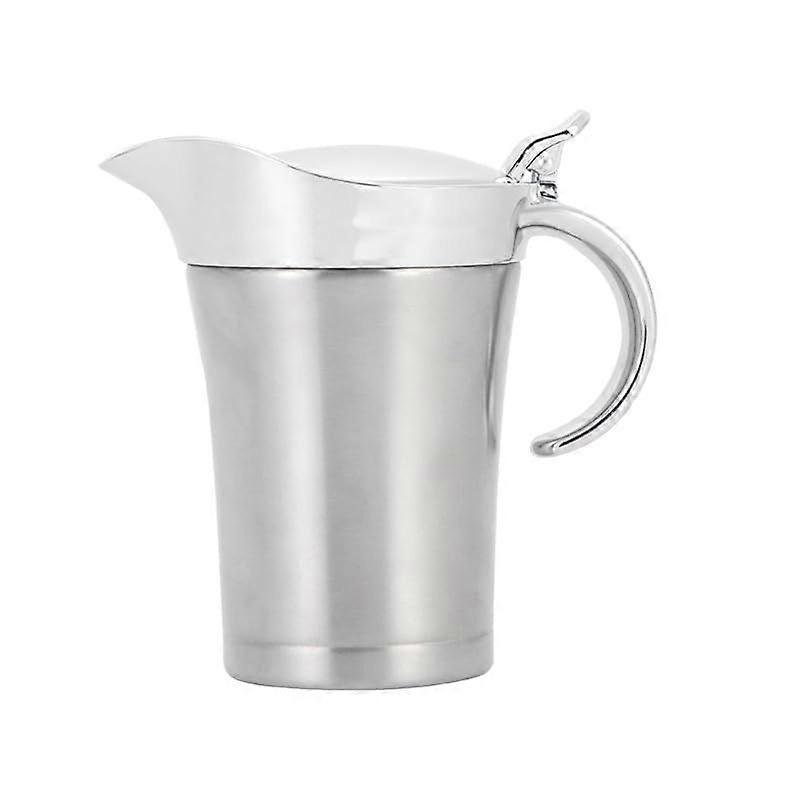 304 Stainless Steel Steak Sauce Pot, Double-Layer Western Steak Sauce Pot, Western Restaurant Jam Pot, Sealed Seasoning Pot (750ml (Silver))