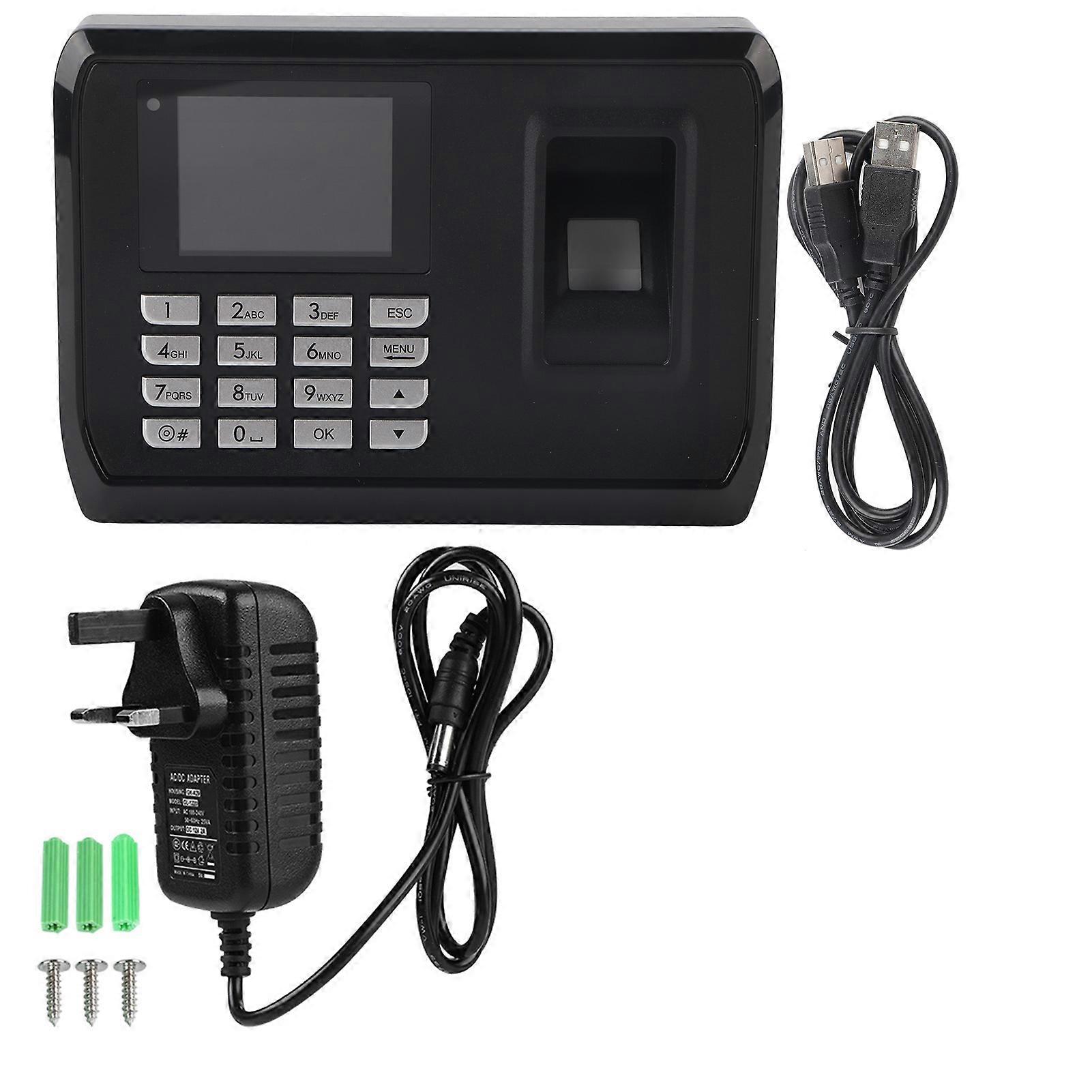100-240V 24inches TFT Screen Fingerprint Recorder Attendance Machine Clock Time Card UK Plug