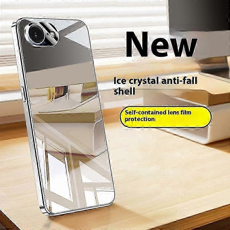 For iPhone 16e Case Electroplating PC Phone Back Cover with Camera Lens Protector - Black