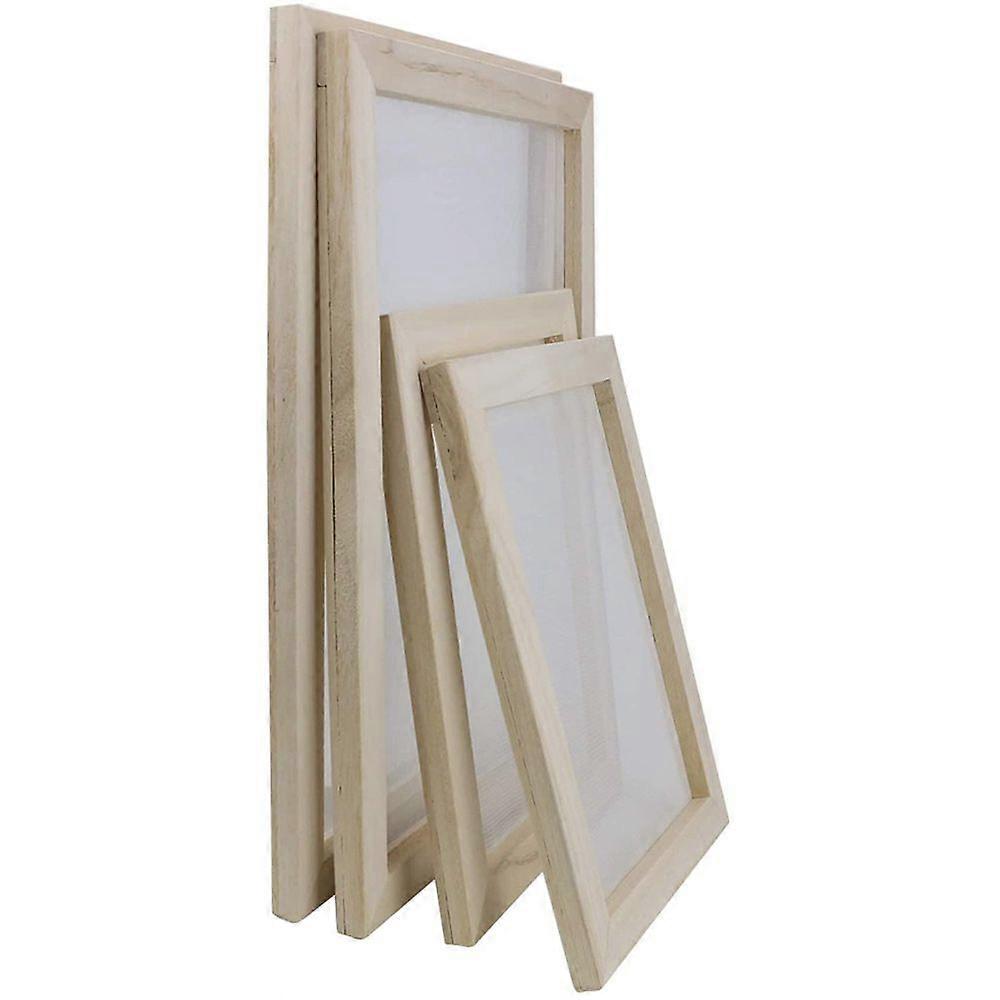 4 Pack Wooden Paper Making Mould Frame, Screen Printing Frame for DIY and Dried Flower Handcraft, 2 Size