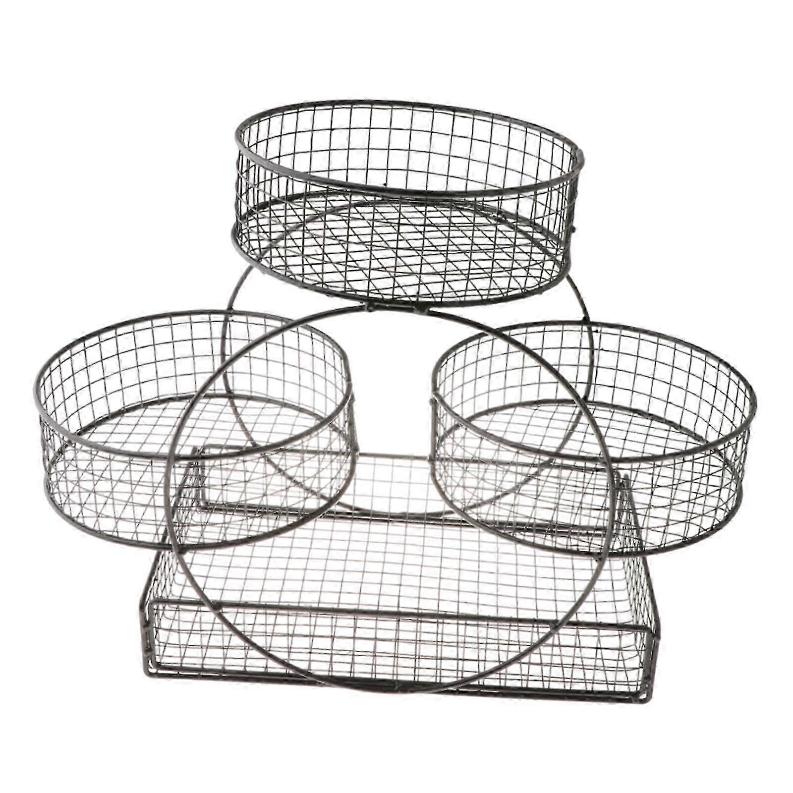 Multipurpose Iron Mesh Fruit Basket for Kitchen Countertop Storage, Vegetables Snacks Bread Organizer Pantry Table