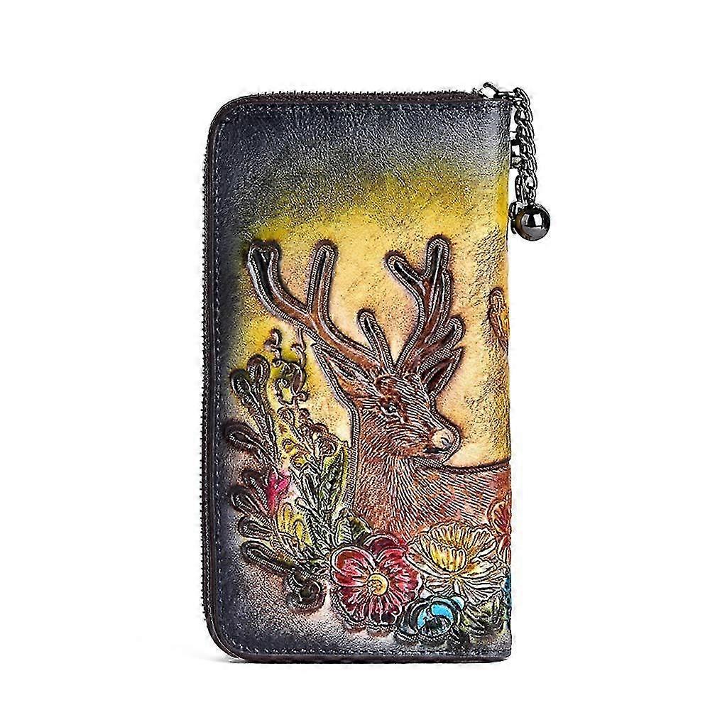 Embossed leather women's clutch bag