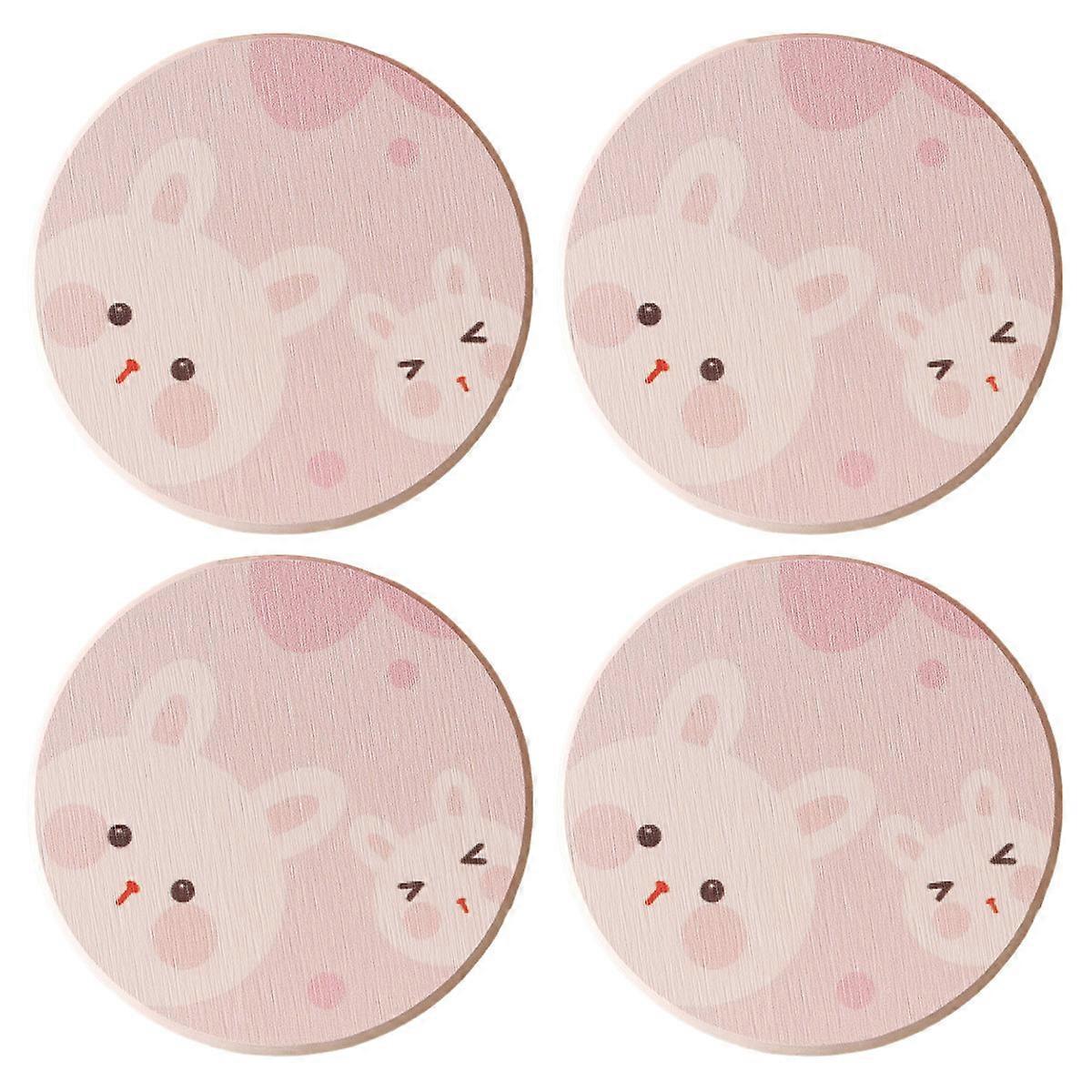 4 diatom mud coasters absorbent pads round cartoon non-slip coasters home dining table teacups insulation pads