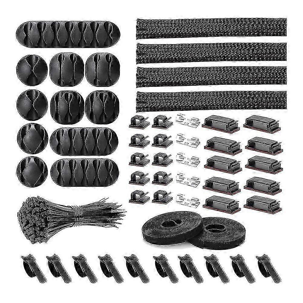 152 Pcs Cord Organizer Kit, Include Self Adhesive Clips, Cable Sleeves Management Clips
