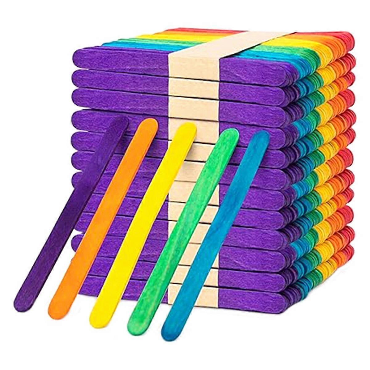 Wooden Rainbow Color Craft Handmade Sticks Six Color Ice Cream Sticks