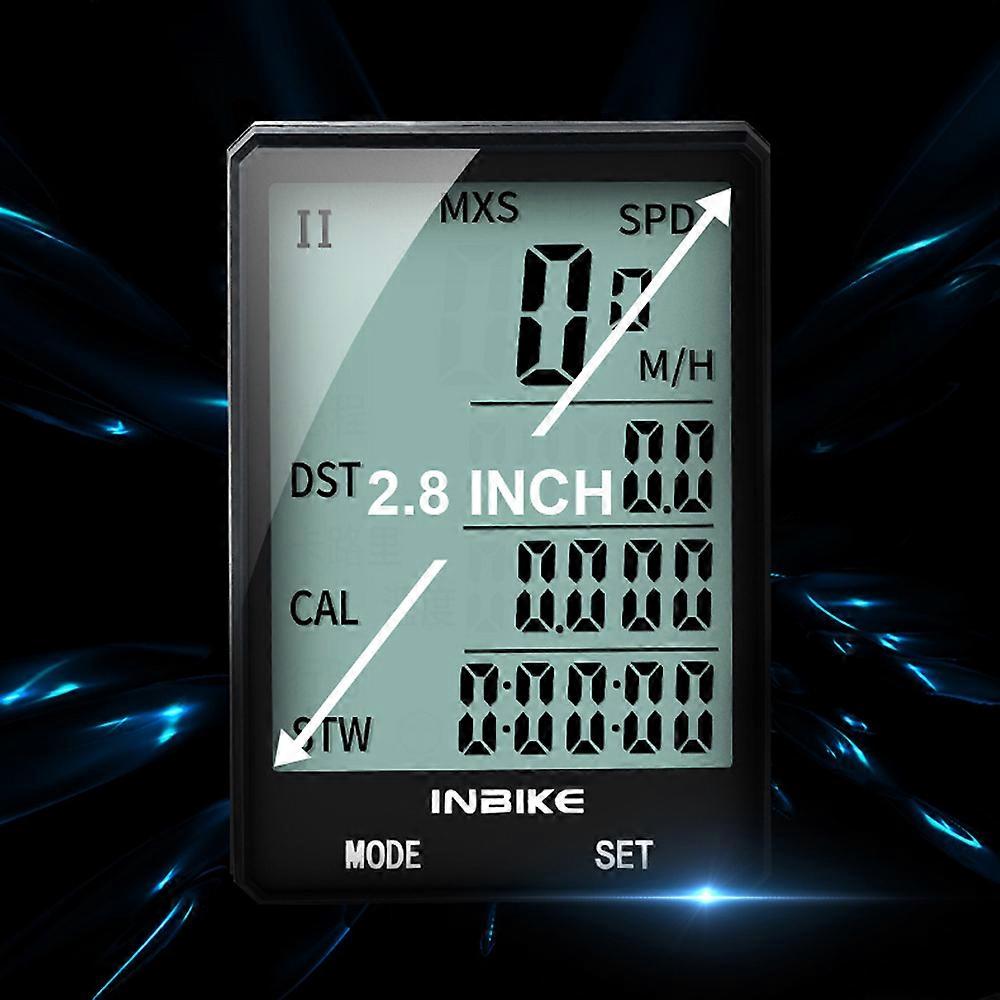 INBIKE 2.8 inch Bike Wireless Computer Multifunction Rainproof Riding Bicycle Odometer Cycle Speedometer Stopwatch Backlight Display