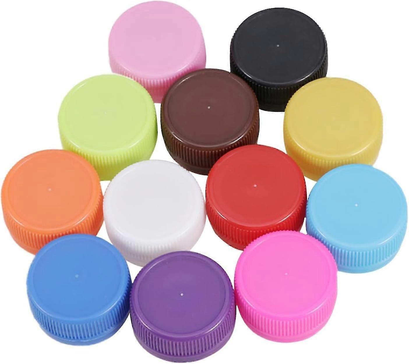 200pcs 30mm Plastic Bottle Caps, Kids' Craft Equipment, Colorful Container Lids for DIY Intelligence Development