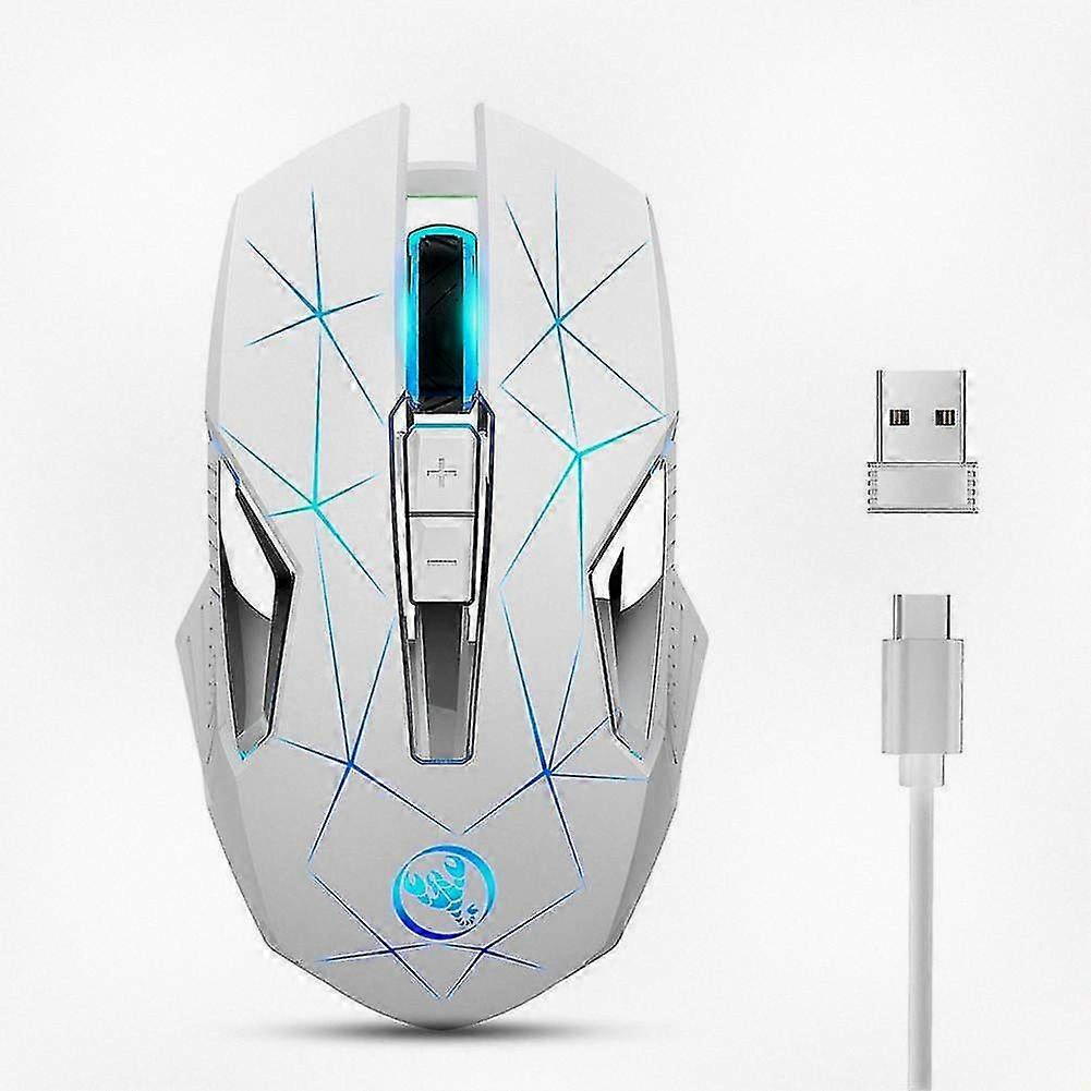 Ergonomic Wireless 2.4g Mouse with RGB Backlight and Mute Function, Compatible with Various Brands, 2400 Optical Gaming Mouse in White Color