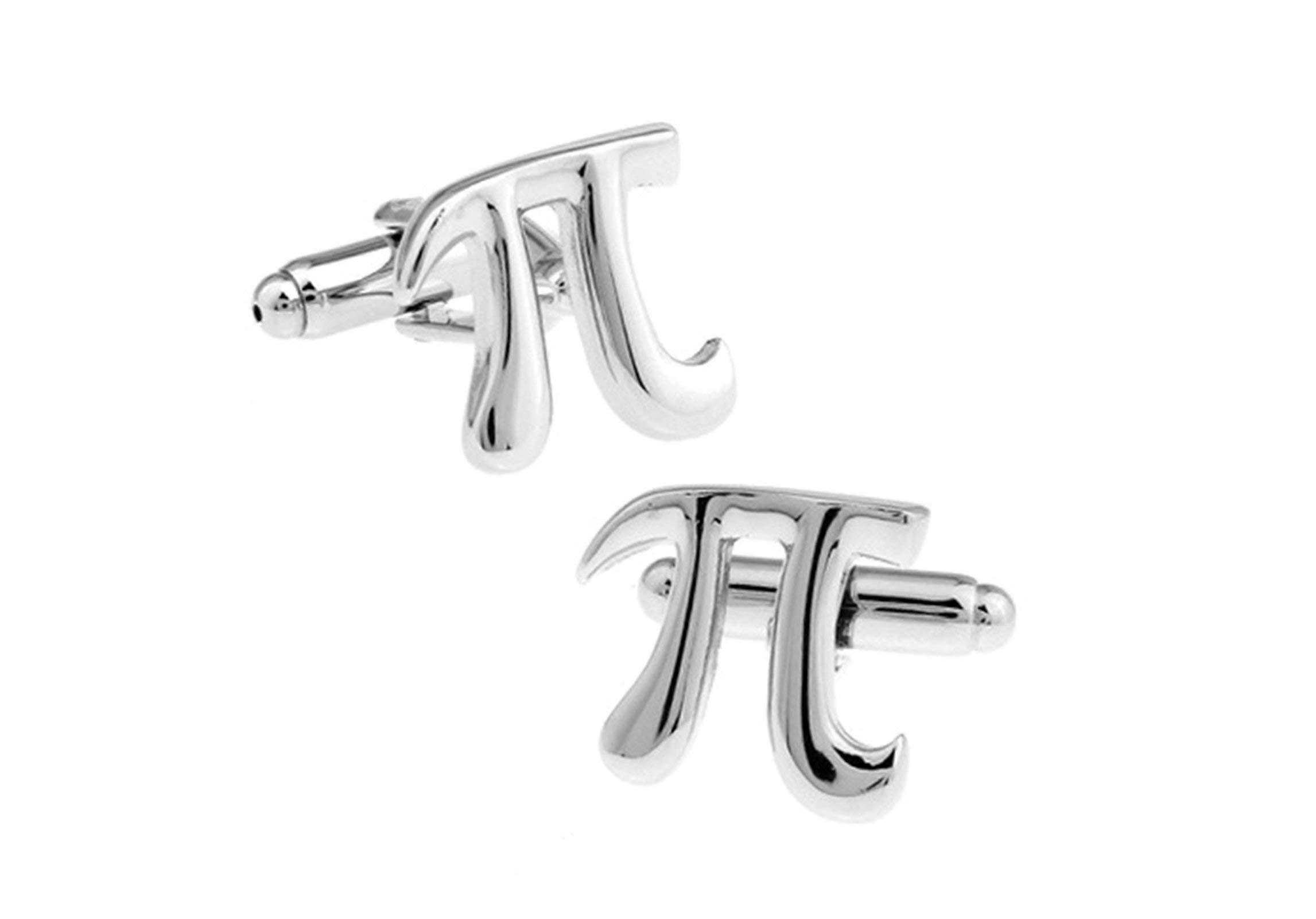 Cuff Link and Stud Set Men's Cuff Links Sets Symbol Π Silver Cuff Links for Men