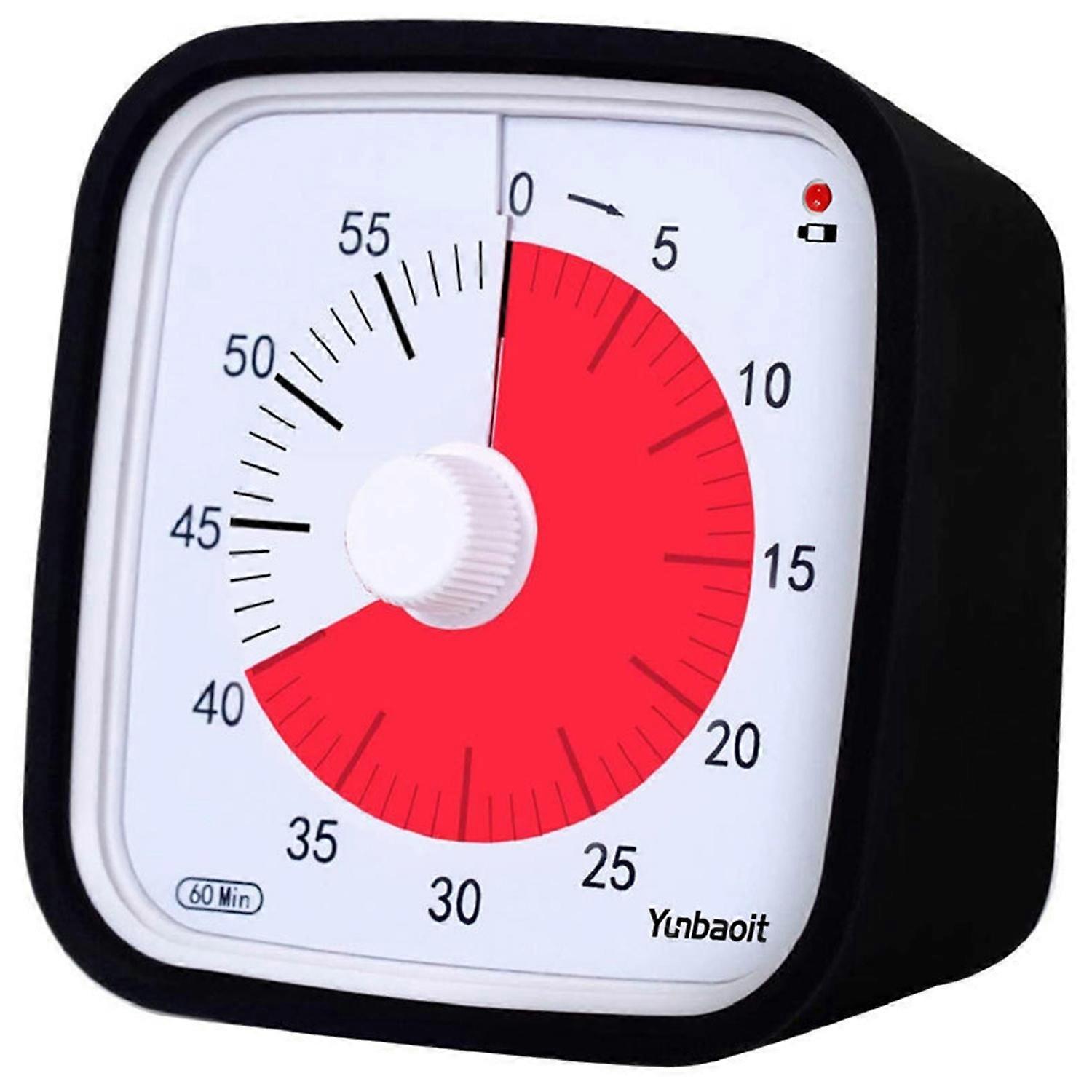 YUNBAOIT VT01 Visual Timer with Night Light 60 Minute Countdown Timer Silent Time Management Tool (W