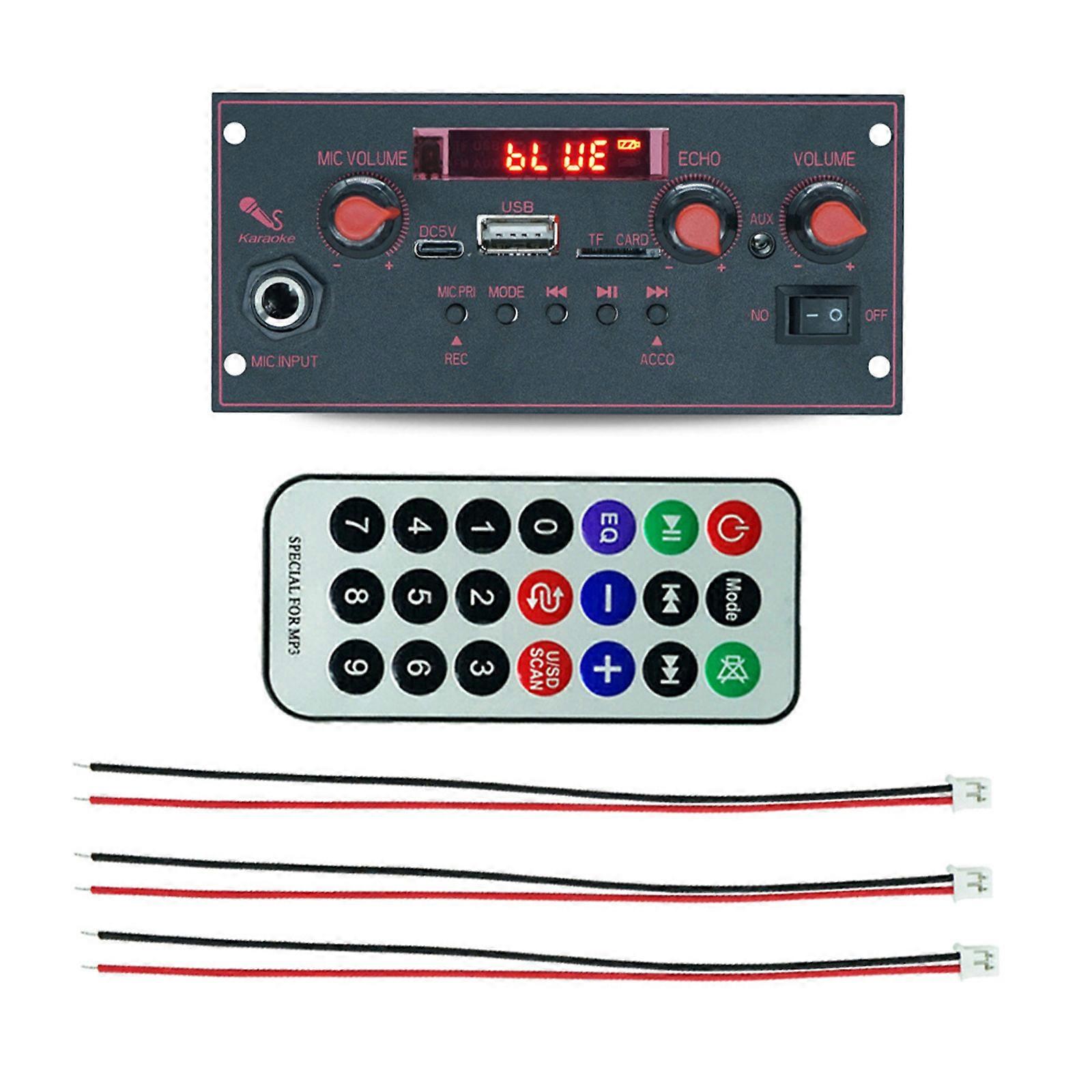 5V Bluetooth-compatible 5.0 MP3 Decoding Board Module Car USB MP3 Player Card Slot USB with Microphones