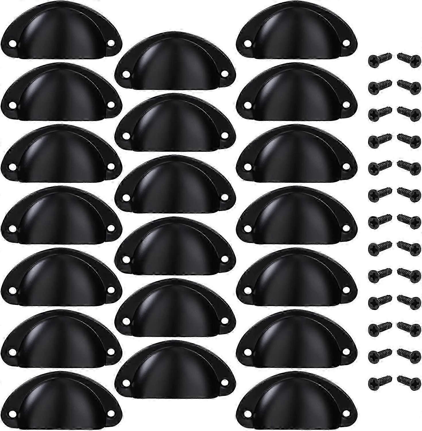 Shell-Shaped Drawer Handle Knob Set for Door and Furniture Decoration, Includes 20 Screws, Black Color, Ideal for Cabinets and Cupboards